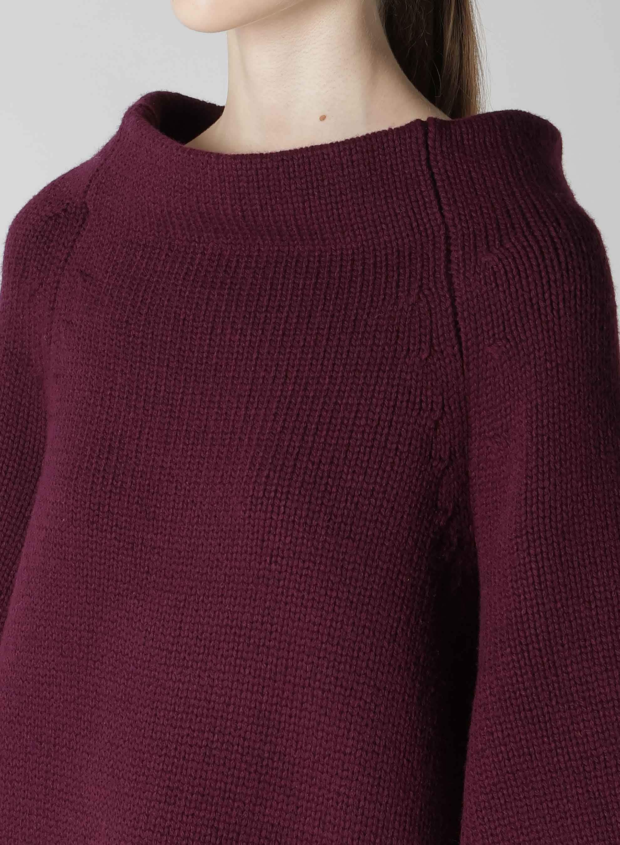 LAMB WOOL JERSEY ROLLED SLEEVE PULLOVER