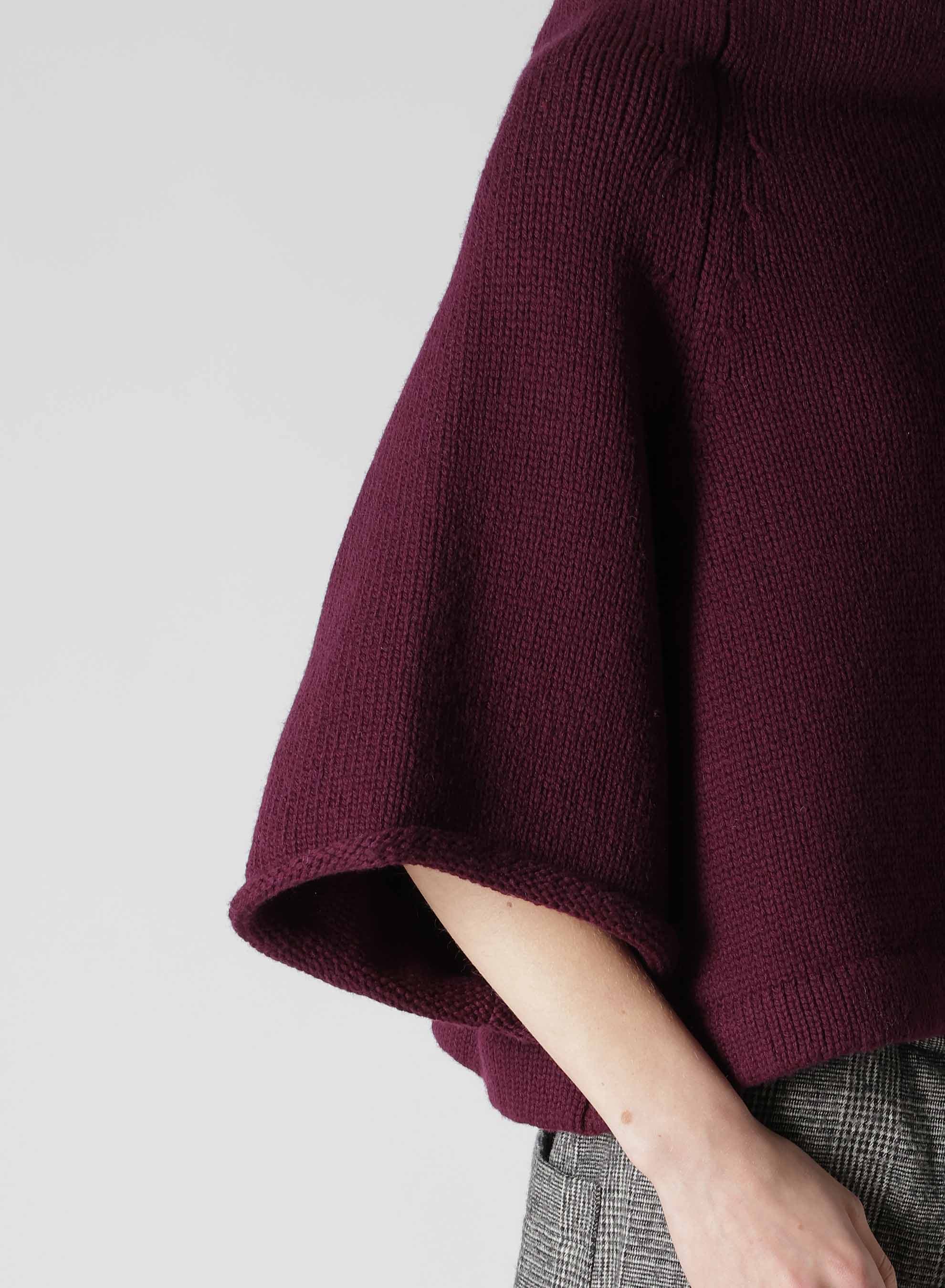 LAMB WOOL JERSEY ROLLED SLEEVE PULLOVER