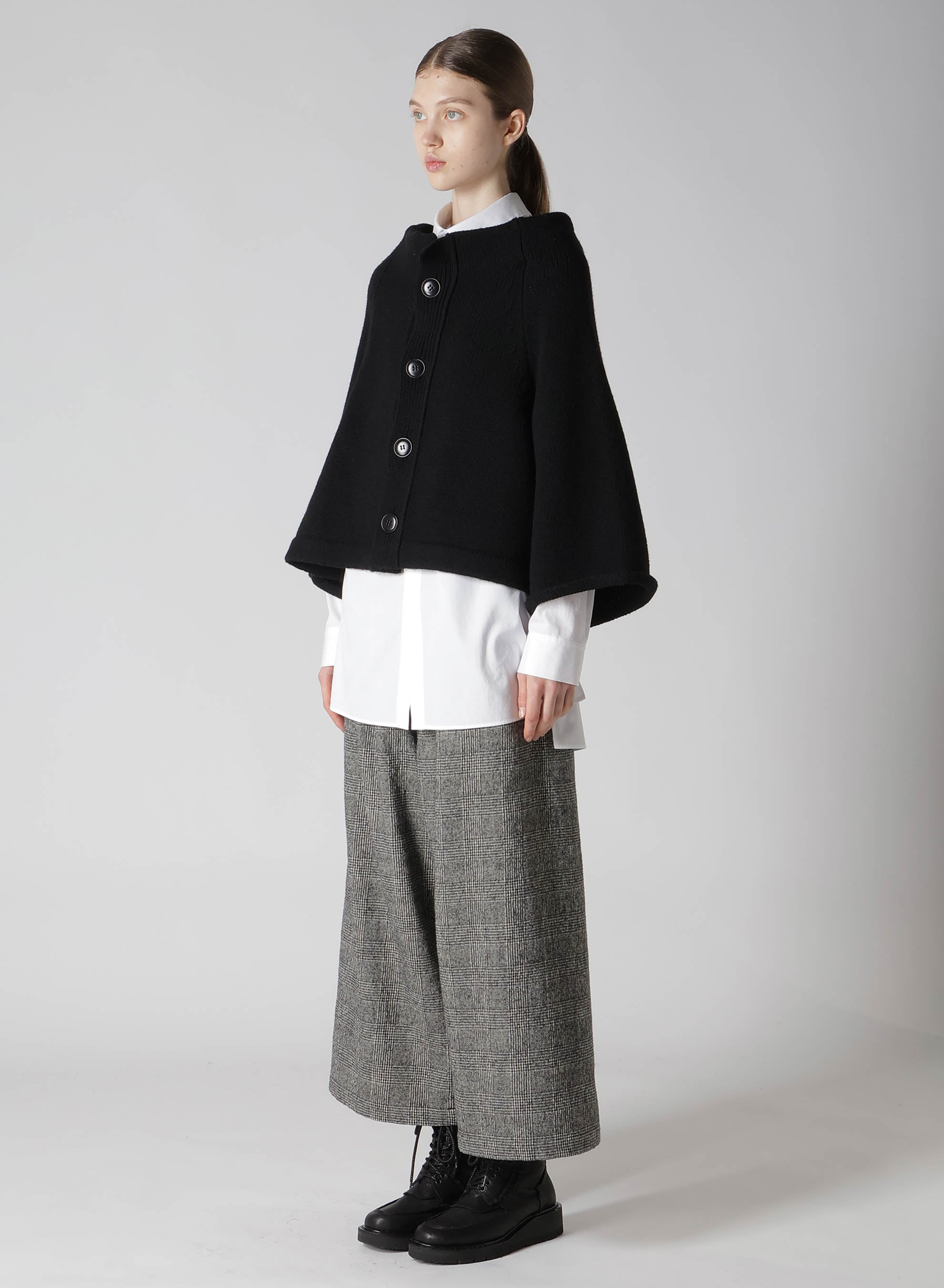 LAMB WOOL JERSEY ROLLED SLEEVE CARDIGAN