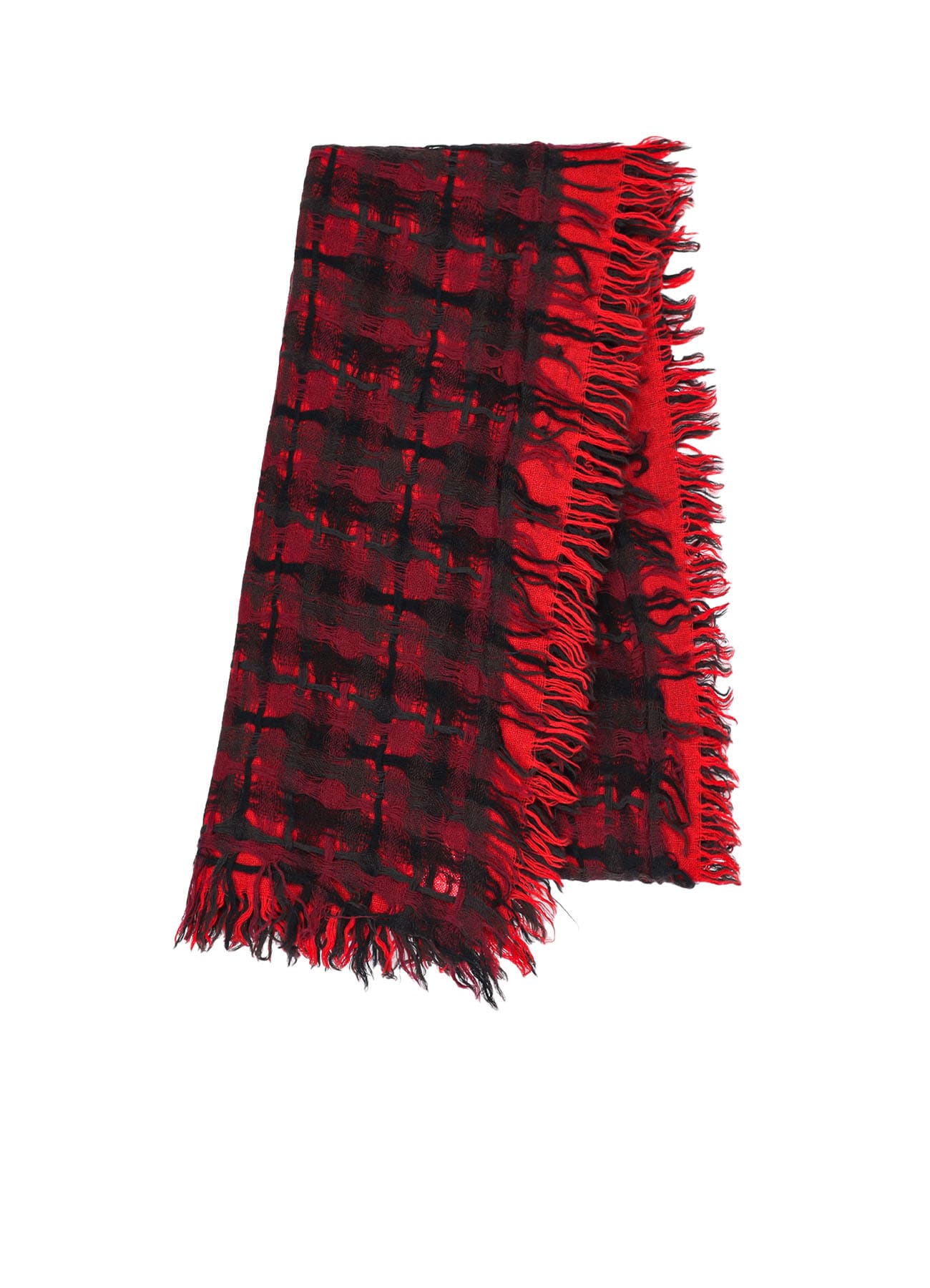 HOLED PLAID WOOL SCARF