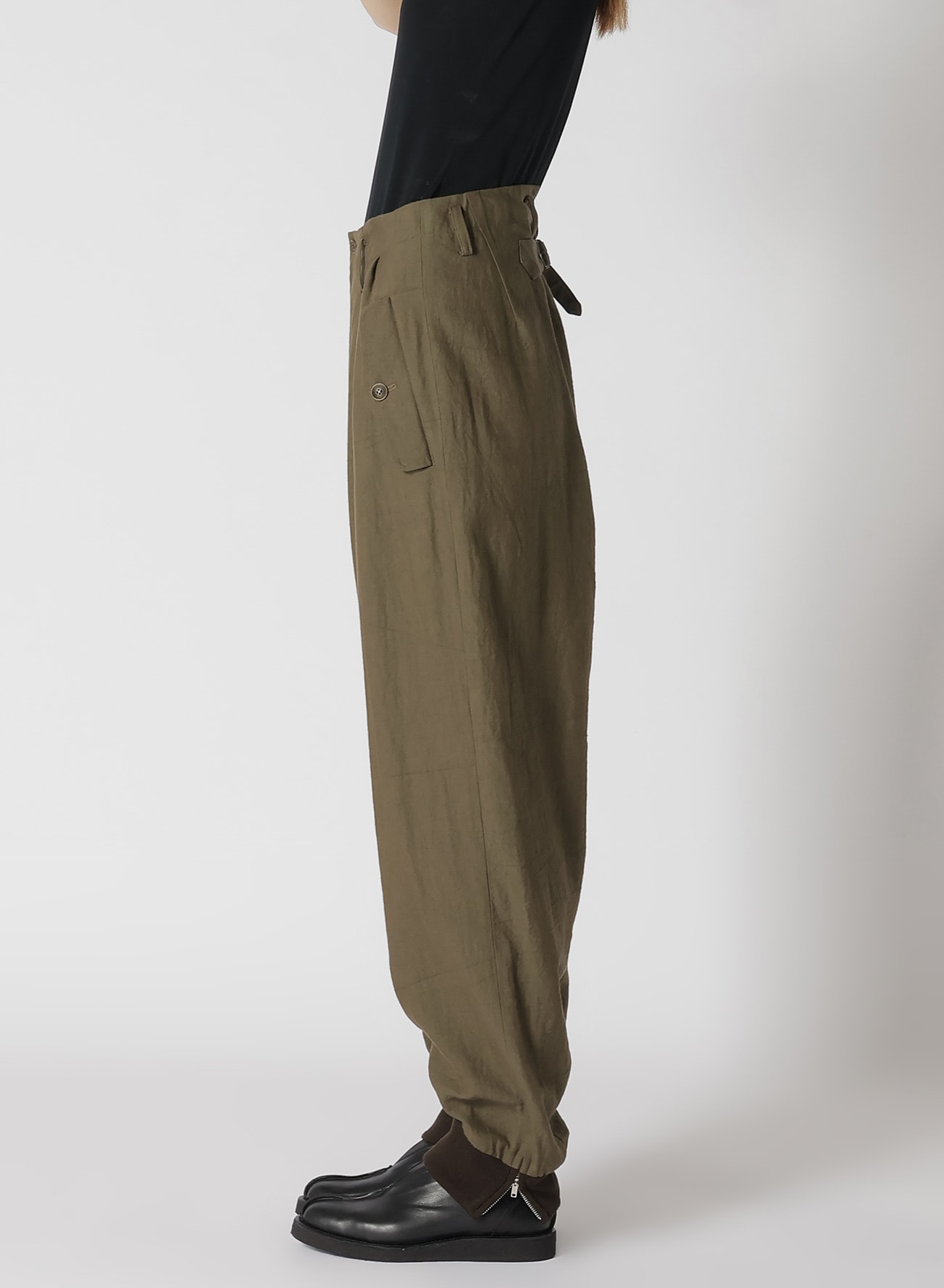 TWILL GARMENT WASH RIB SLEEVE PANTS