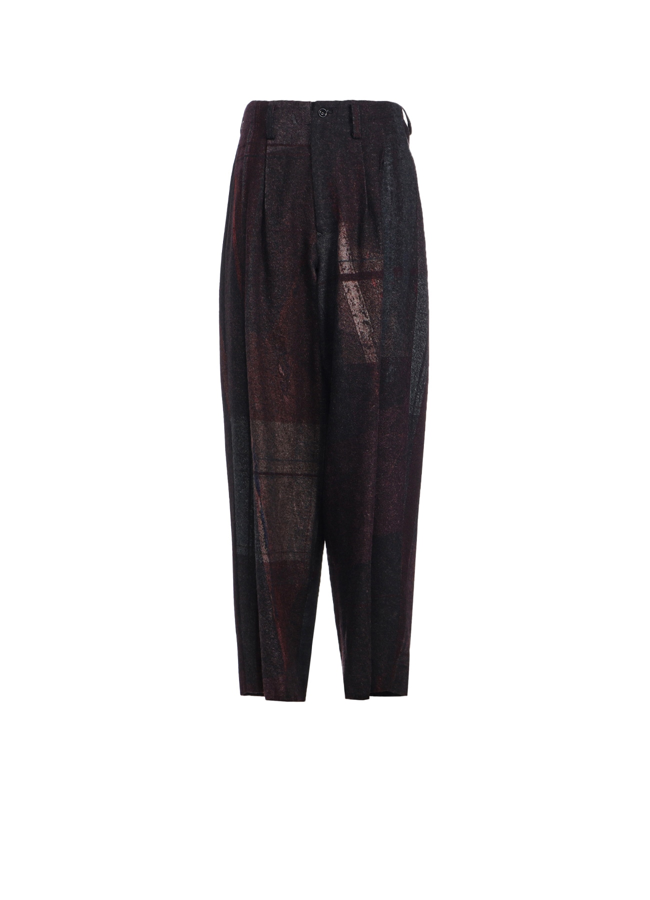 RAISED C/W TWILL PEALED CHECK PT DOUBLE TUCK WIDE PANTS