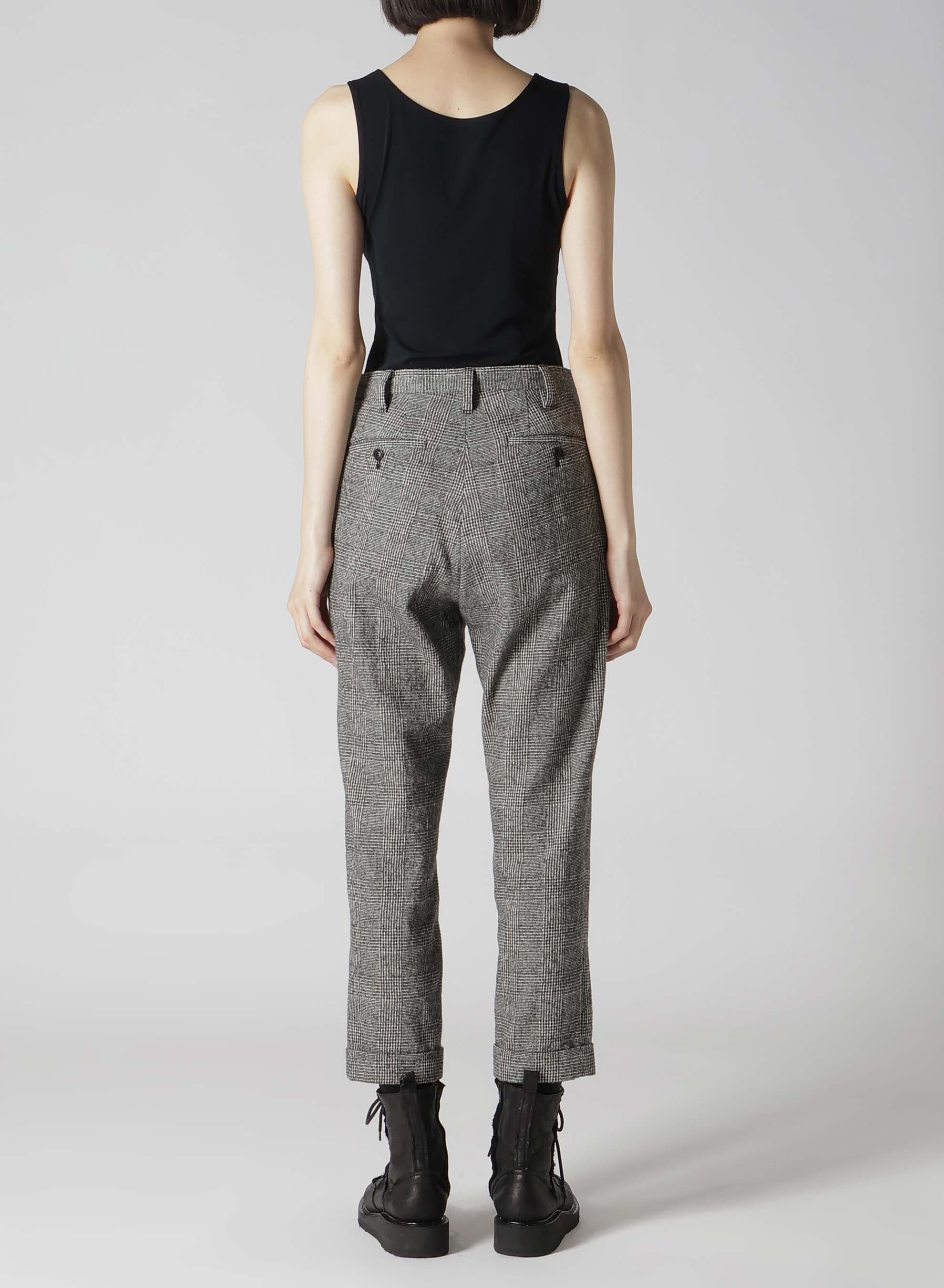 COTTON WOOL GLEN CHECK MACKIN SLIM PANTS