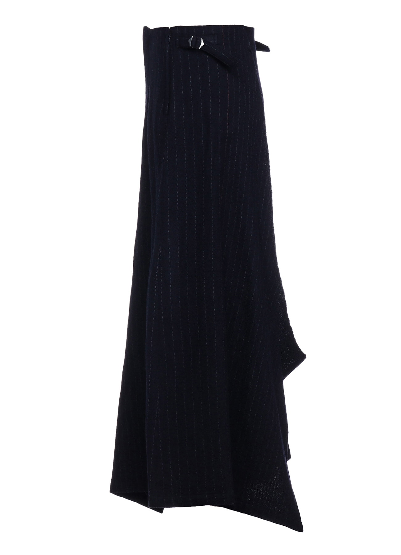 WOOL PINSTRIPE LEFT SIDE PATCH SKIRT PANTS