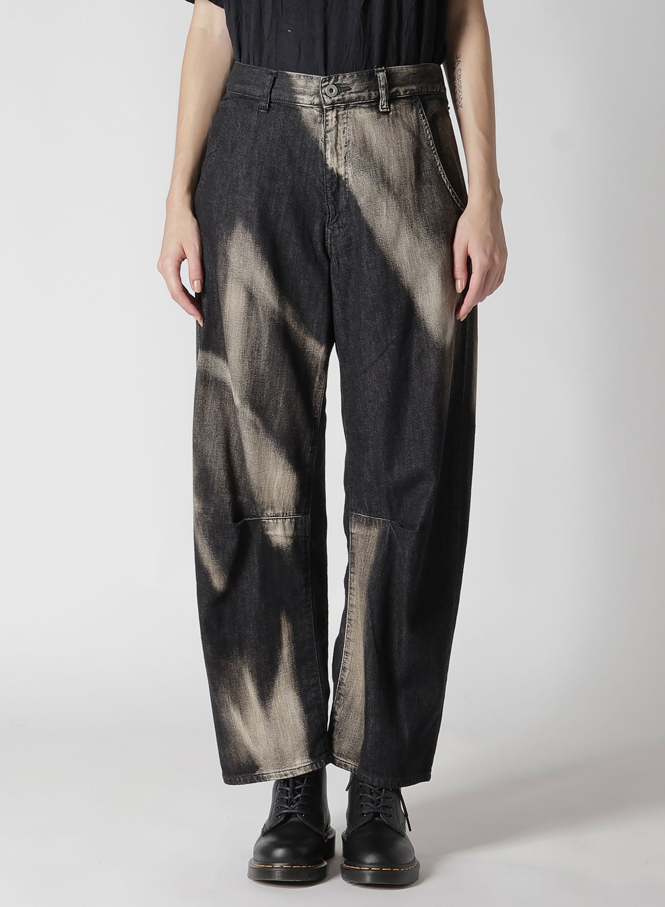 C/ SPOTTED DENIM GUSSET WIDE PANTS