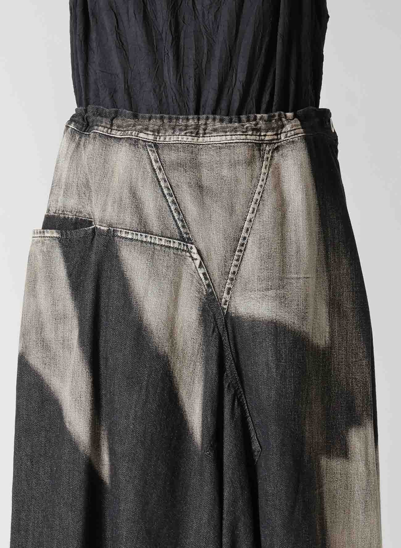 C/ SPOTTED DENIM TRIANGLE GUSSET FLARE SKIRT