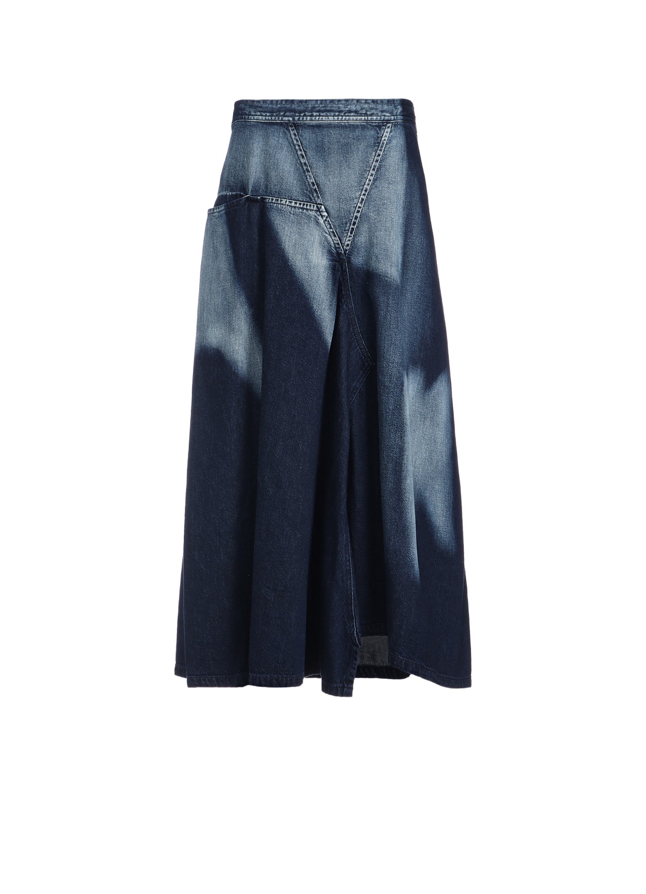 C/ SPOTTED DENIM TRIANGLE GUSSET FLARE SKIRT