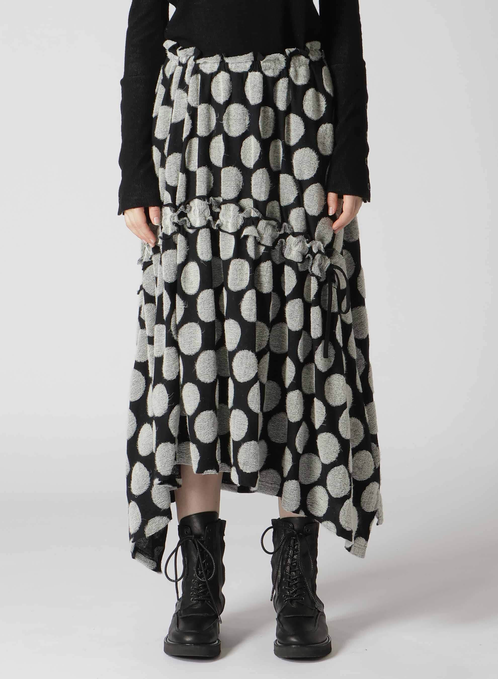 POLKA DOT PILE JQ SHIRRING SKIRT