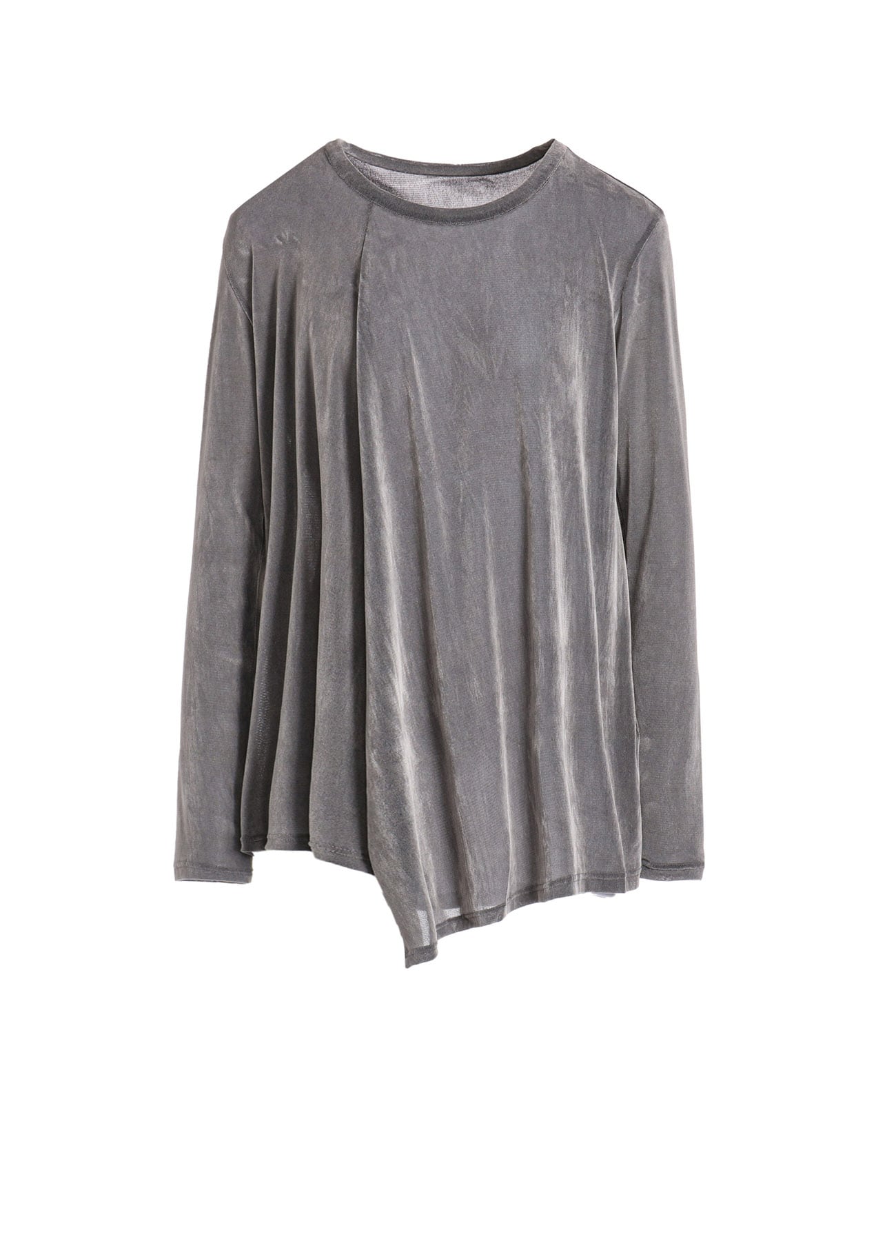 NYLON TULLE FLOCKING ROUND NECK FLARE LONG SLEEVE T