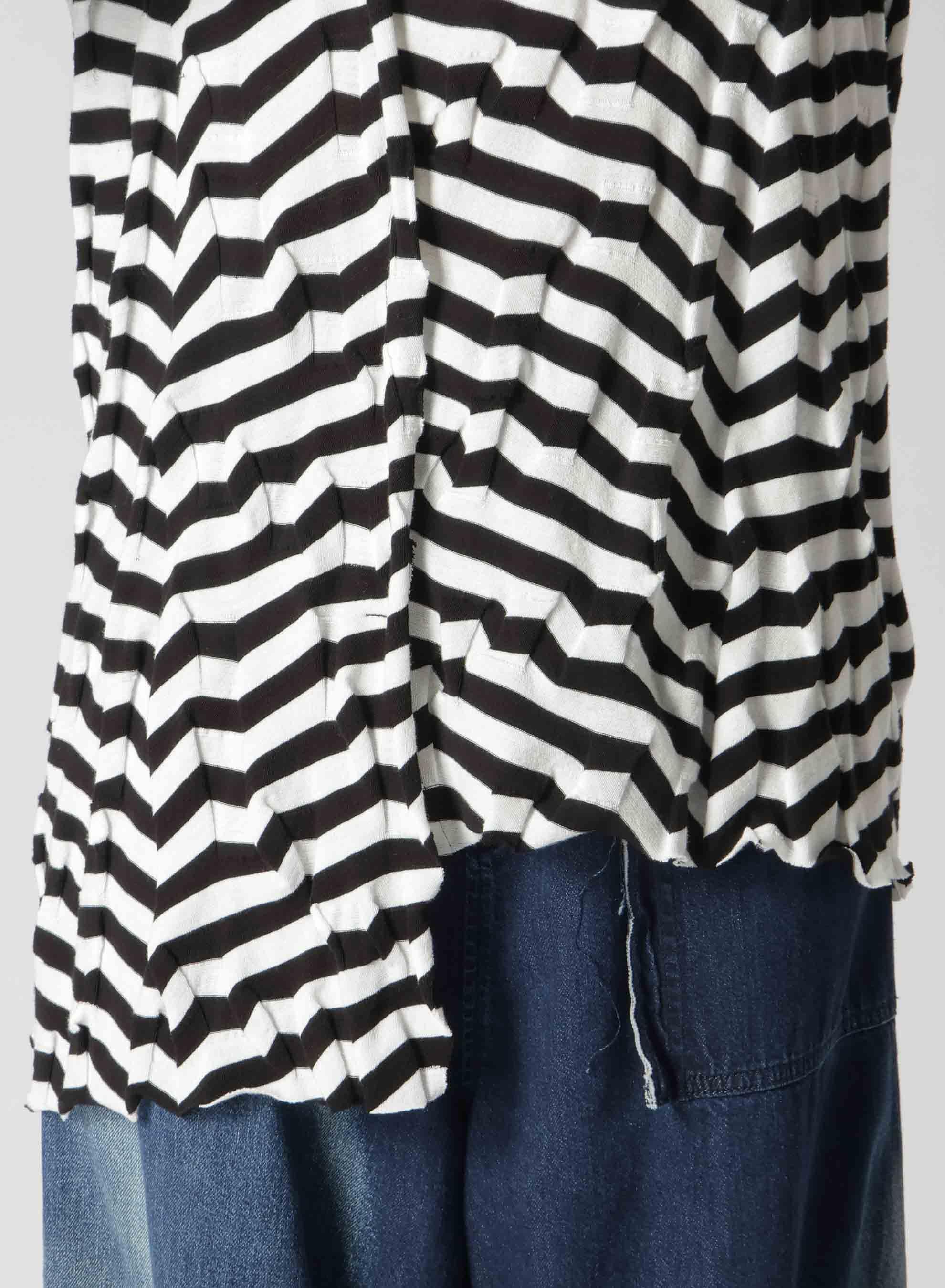 GEOMETRY LINKS STITCH STRIPED ASYMMETRIC LONG SLEEVE T A