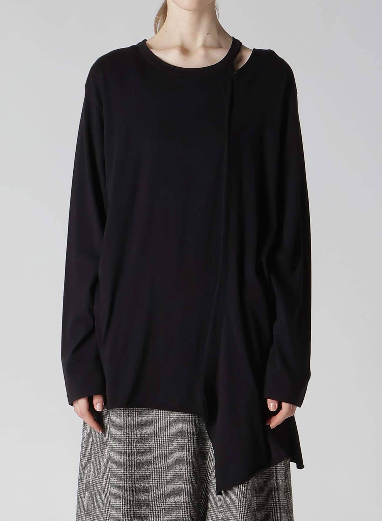 40/-SOFT JERSEY LEFT ASYMMETRIC LONG SLEEVE T