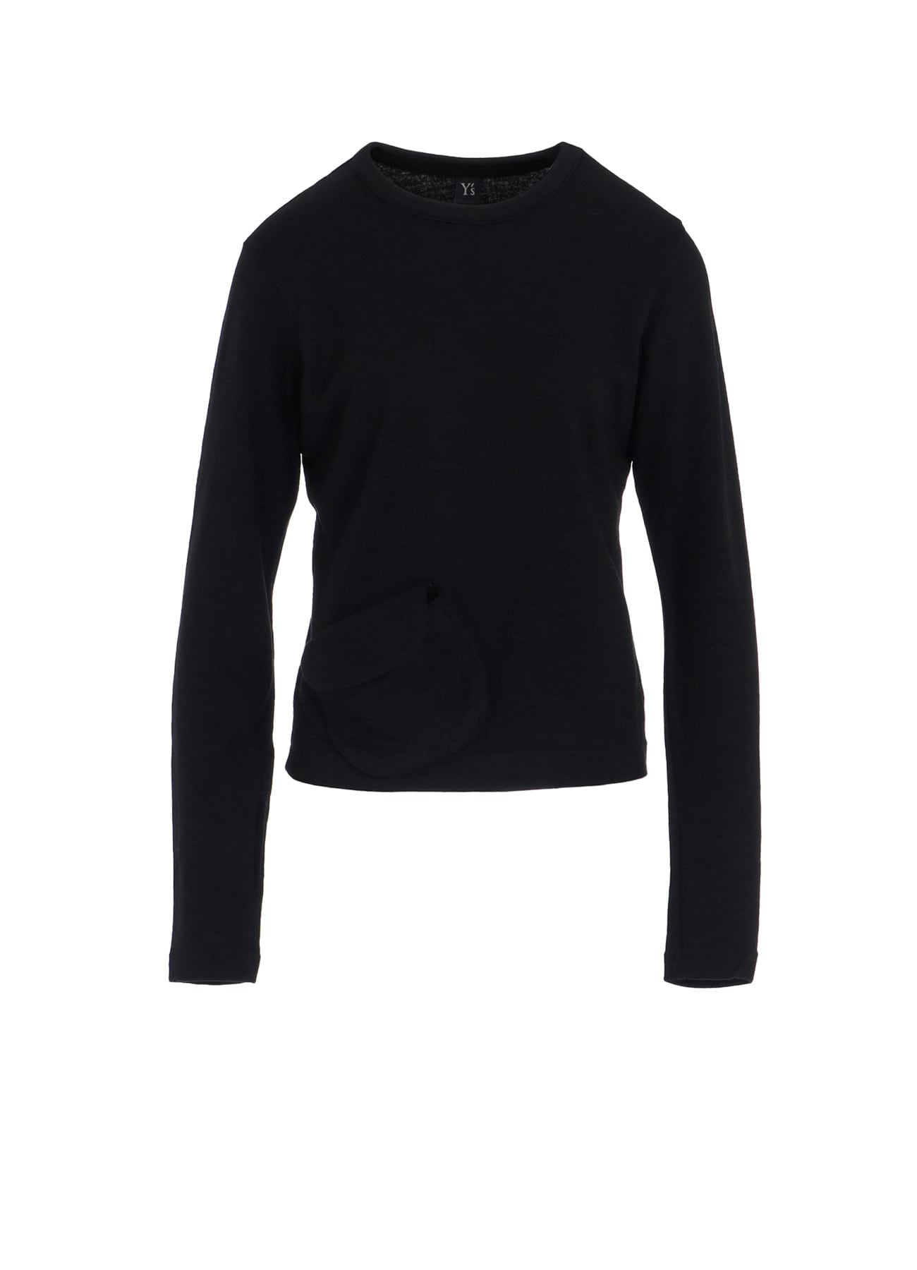 WOOL JERSEY CREW NECK PULLOVER WITH POCKET