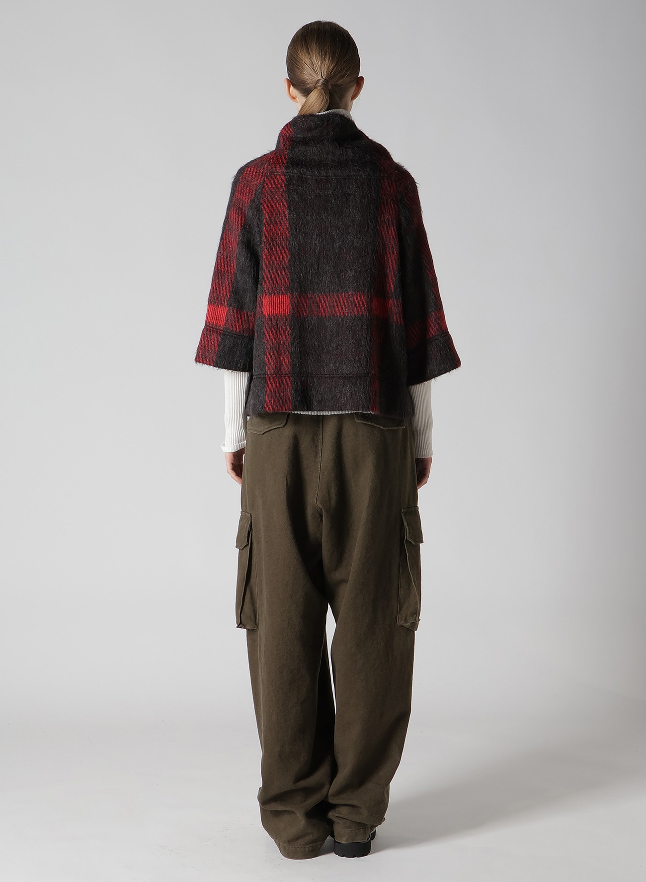 【9/13 12:00 Release】PLAID GAUZE WJQ 3/4 SLEEVE RAG CARDIGAN