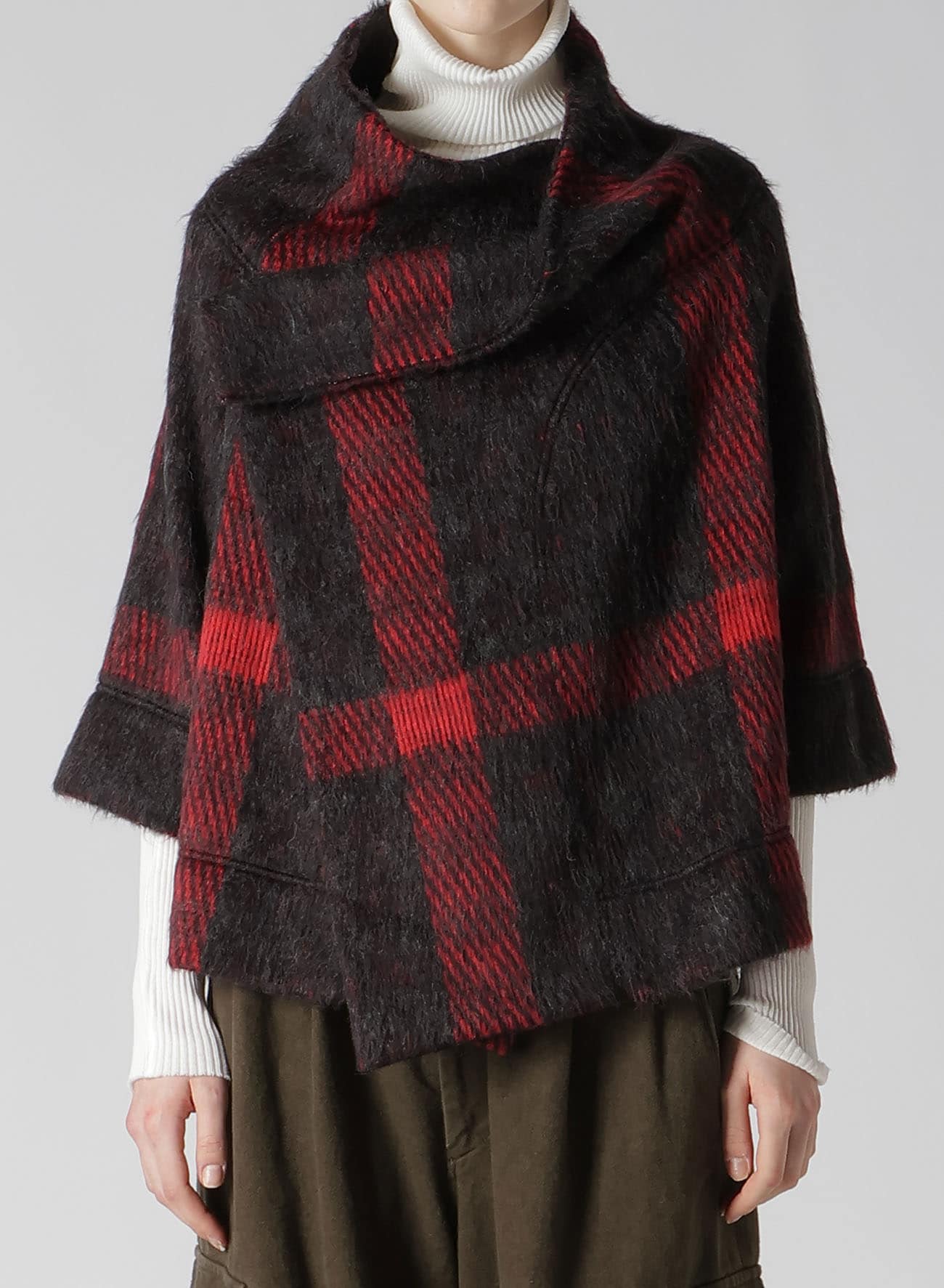 【9/13 12:00 Release】PLAID GAUZE WJQ 3/4 SLEEVE RAG CARDIGAN