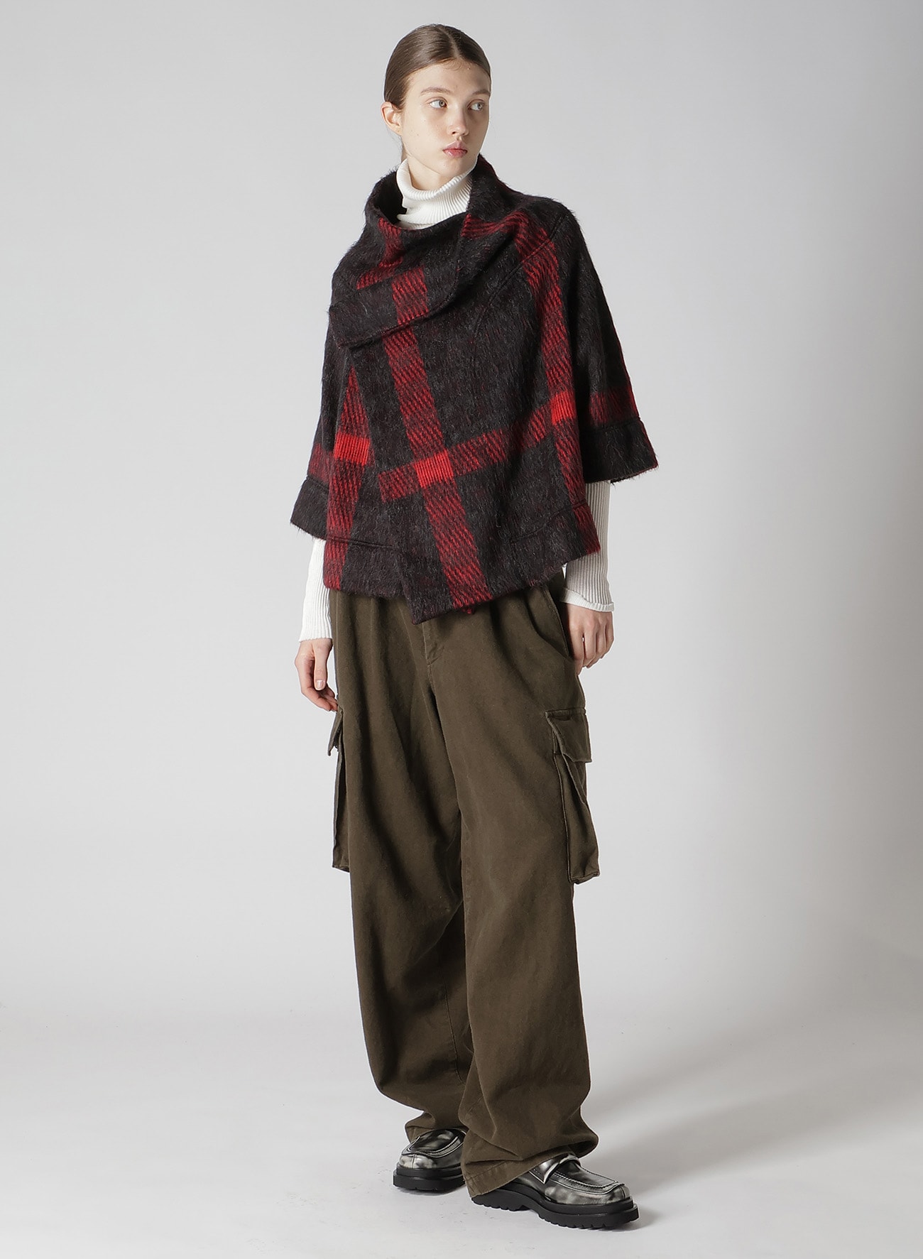 【9/13 12:00 Release】PLAID GAUZE WJQ 3/4 SLEEVE RAG CARDIGAN