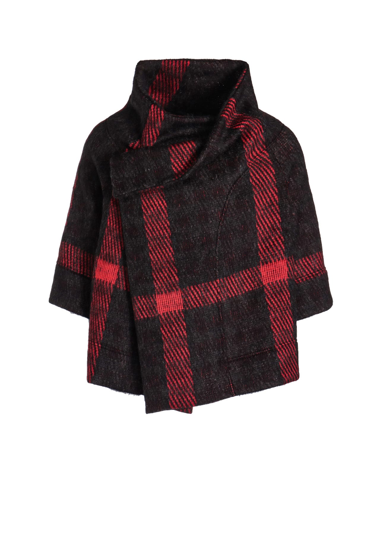 PLAID GAUZE WJQ 3/4 SLEEVE RAG CARDIGAN