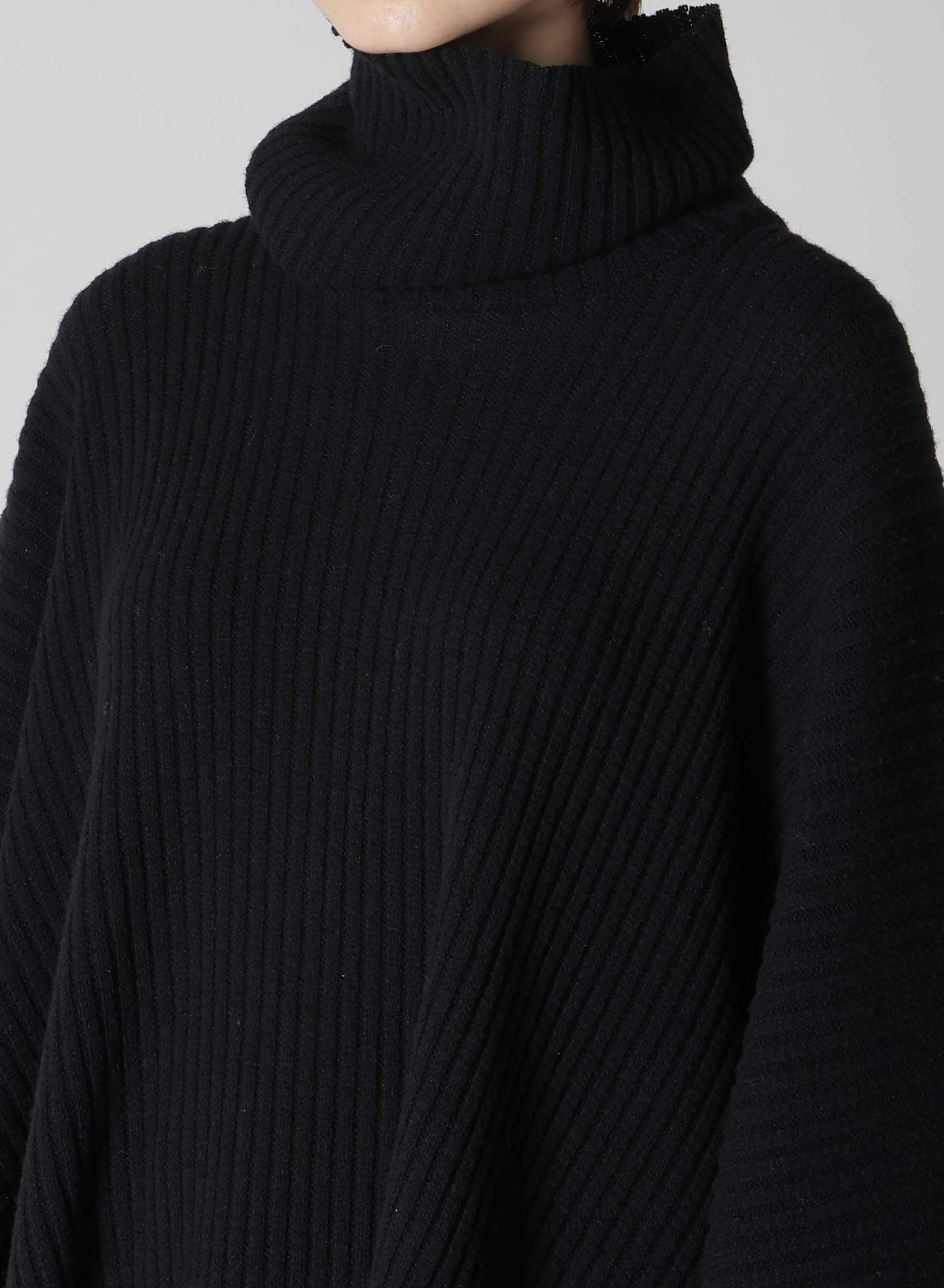 RIBBED HIGH NECK PONCHO WITH SLEEVE