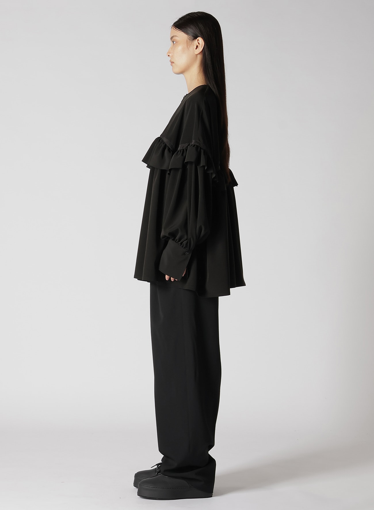 TRIACETATE/POLYESTER RUFFLED BLOUSON