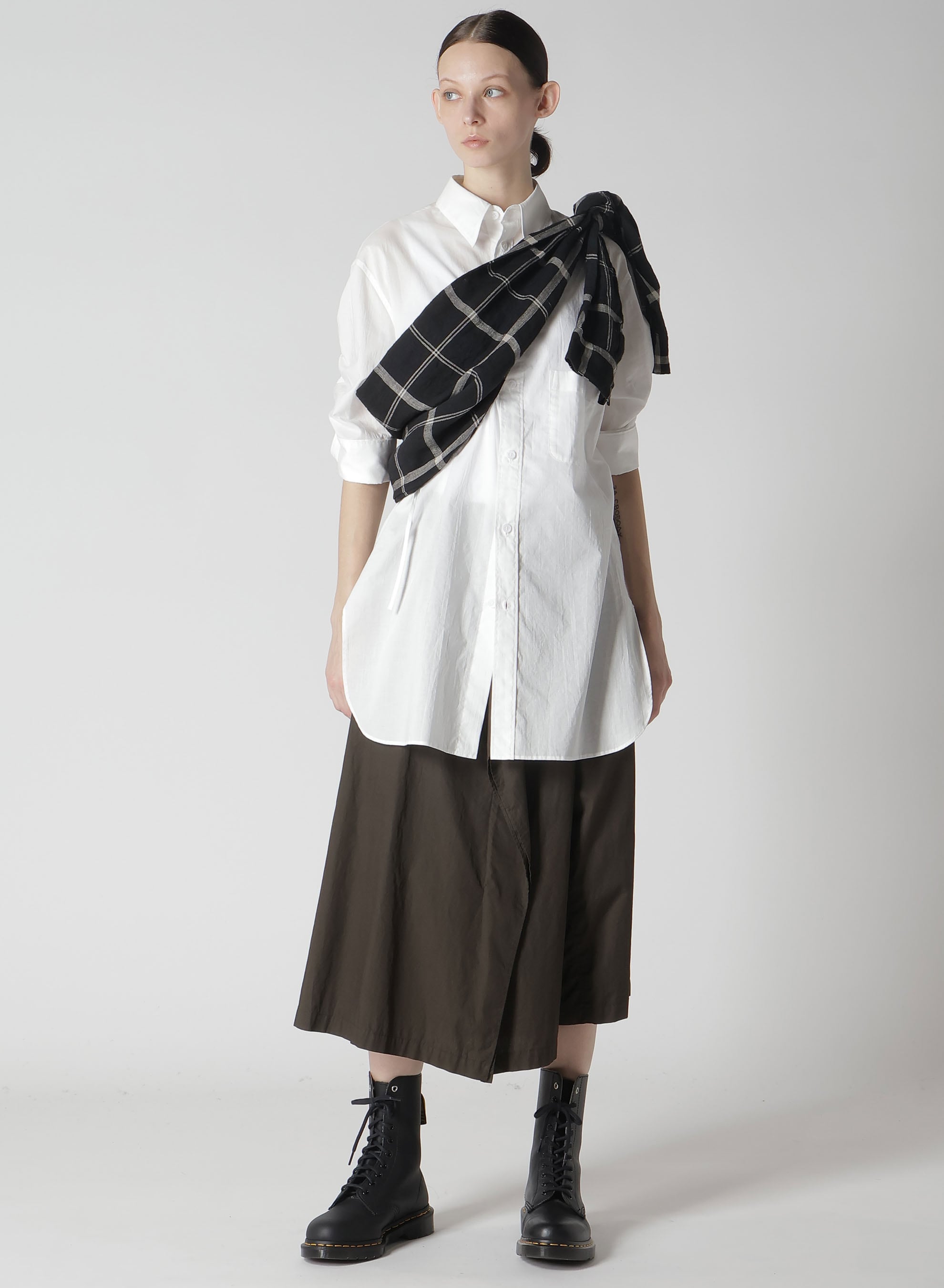 LINEN/NYLON PLAID SHIRT SLEEVE BODY BAG