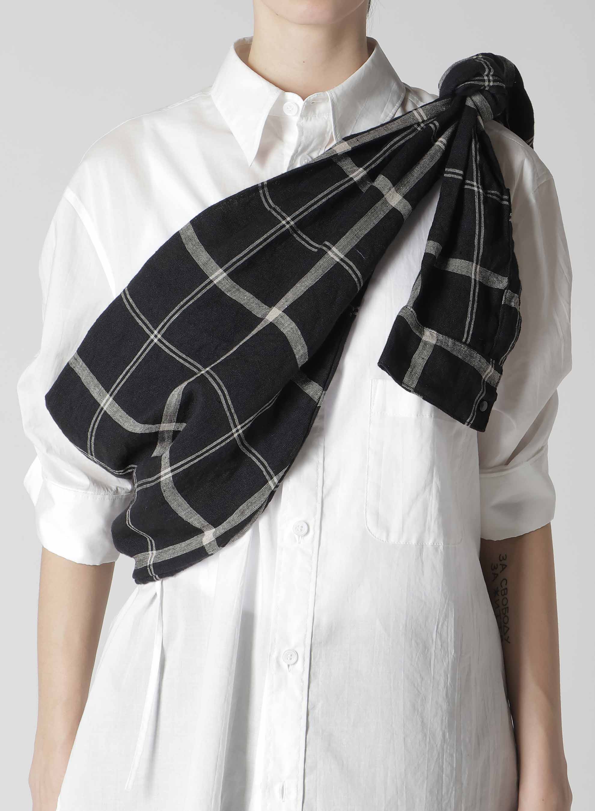 LINEN/NYLON PLAID SHIRT SLEEVE BODY BAG