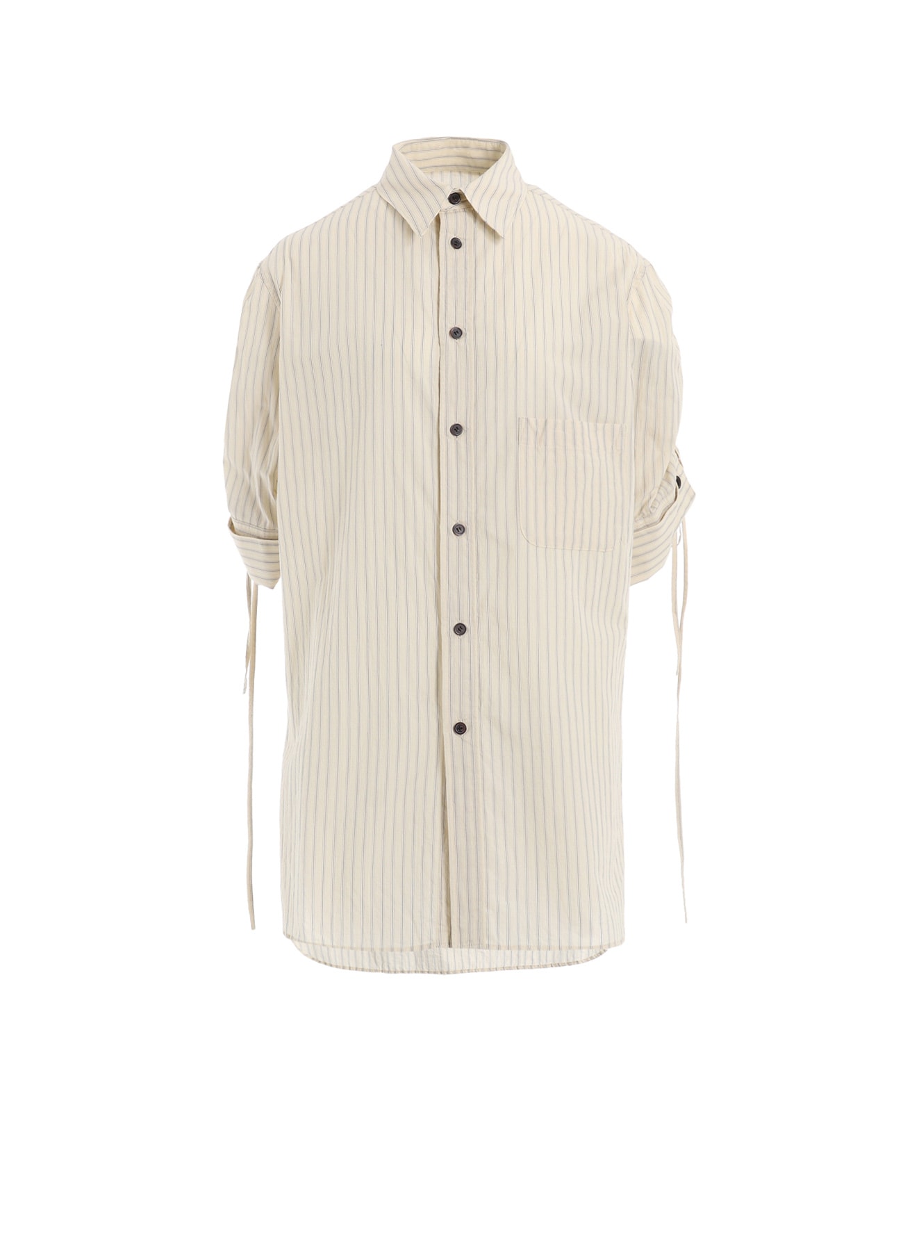 DOBBY STRIPE SHIRRING SLEEVE SHIRT