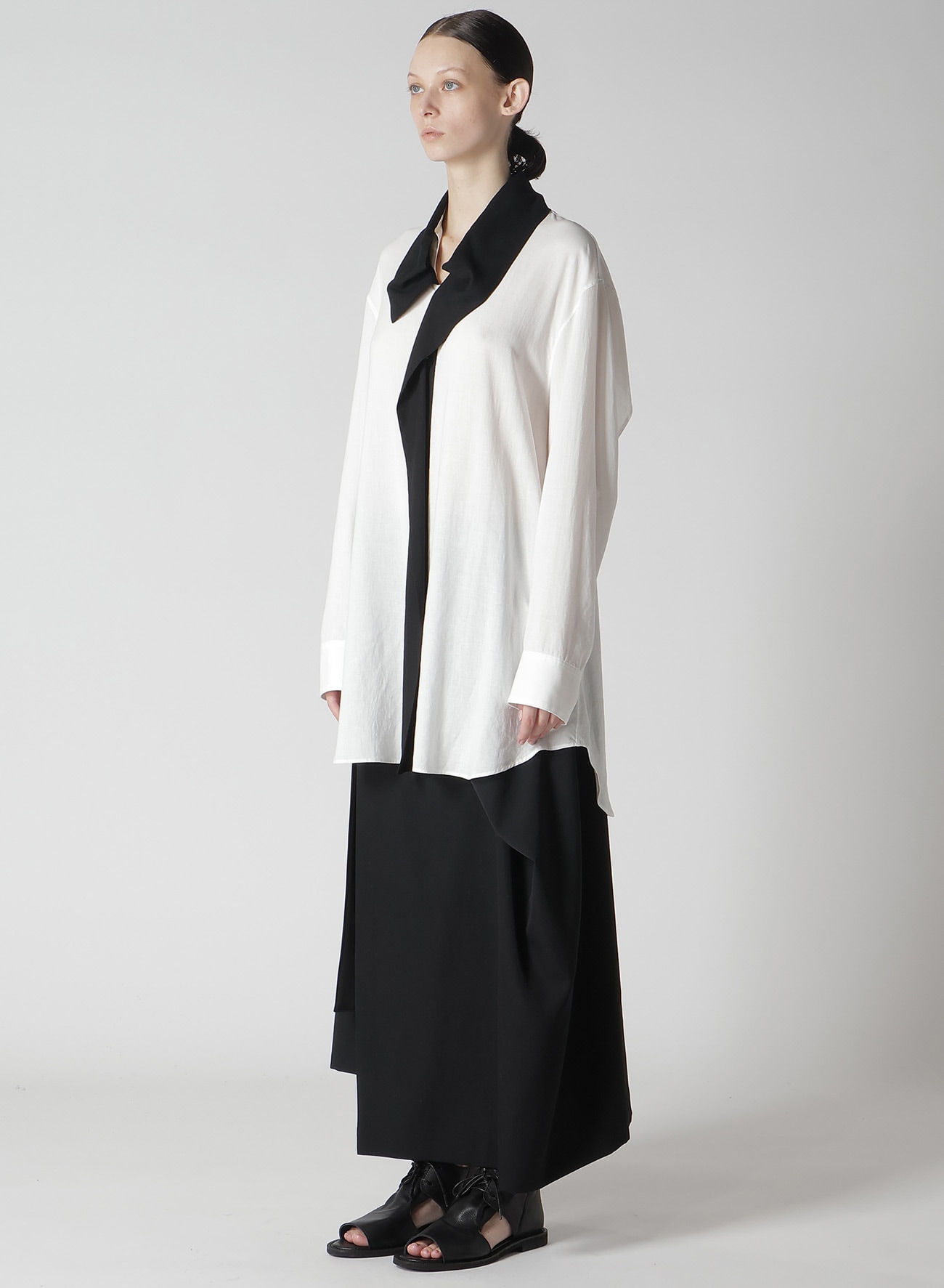 RAYON/LINEN SHEETING TIE STYLE BLOUSE