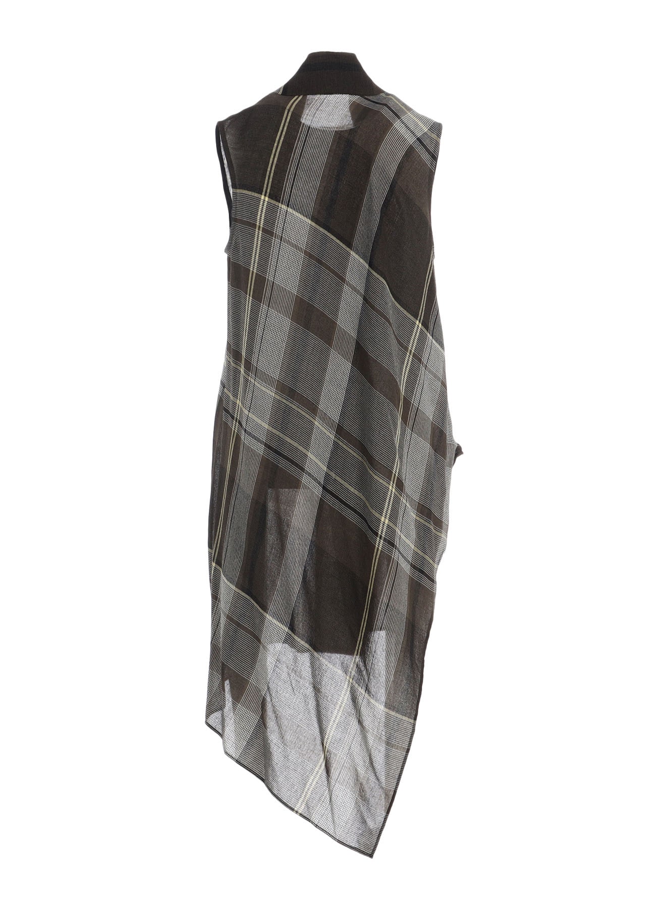 GAUZE PLAID TIE STYLE SLEEVELESS BLOUSE