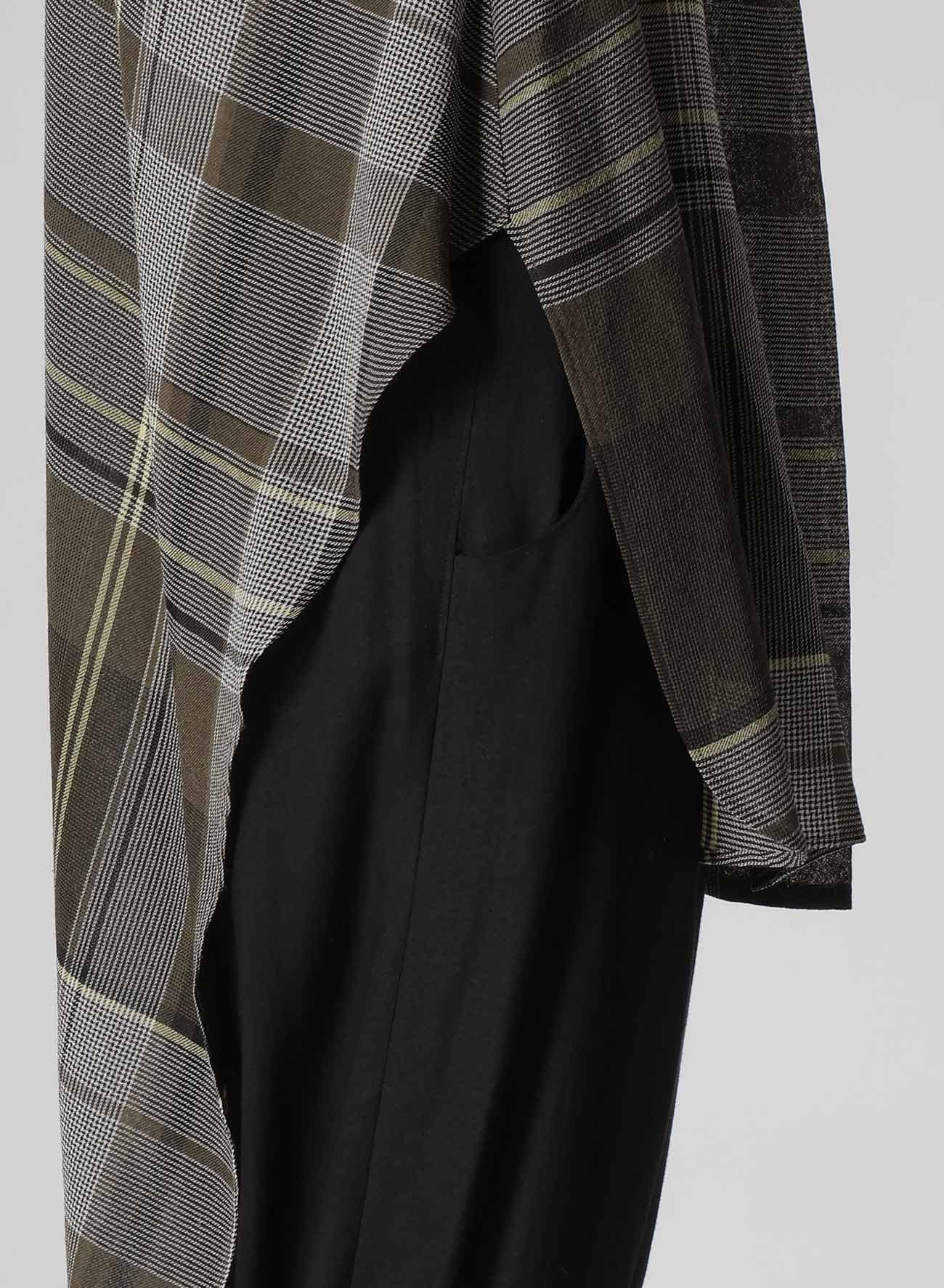 GAUZE PLAID TIE STYLE SLEEVELESS BLOUSE