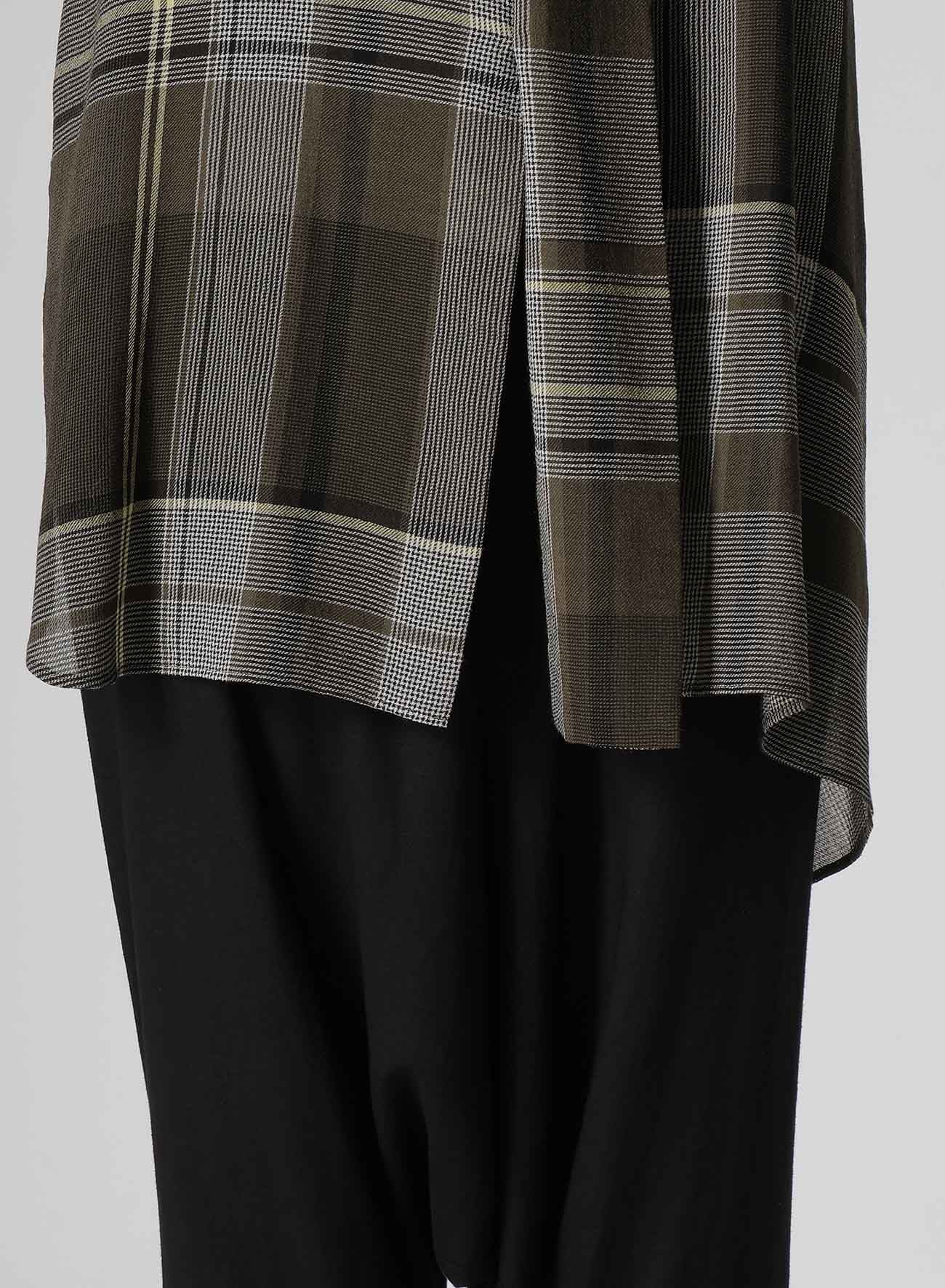 GAUZE PLAID TIE STYLE SLEEVELESS BLOUSE