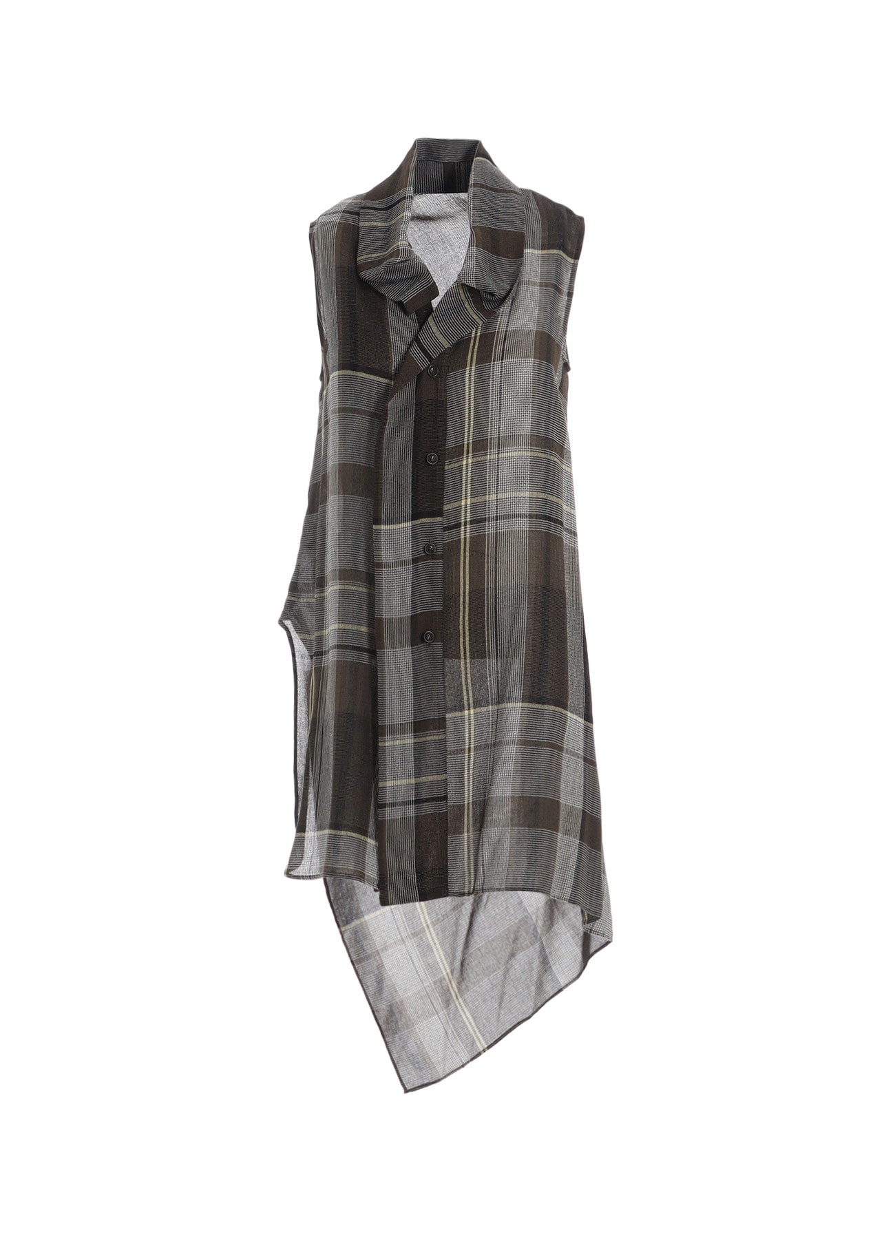 【4/18 12:00 Release】GAUZE PLAID TIE STYLE SLEEVELESS BLOUSE