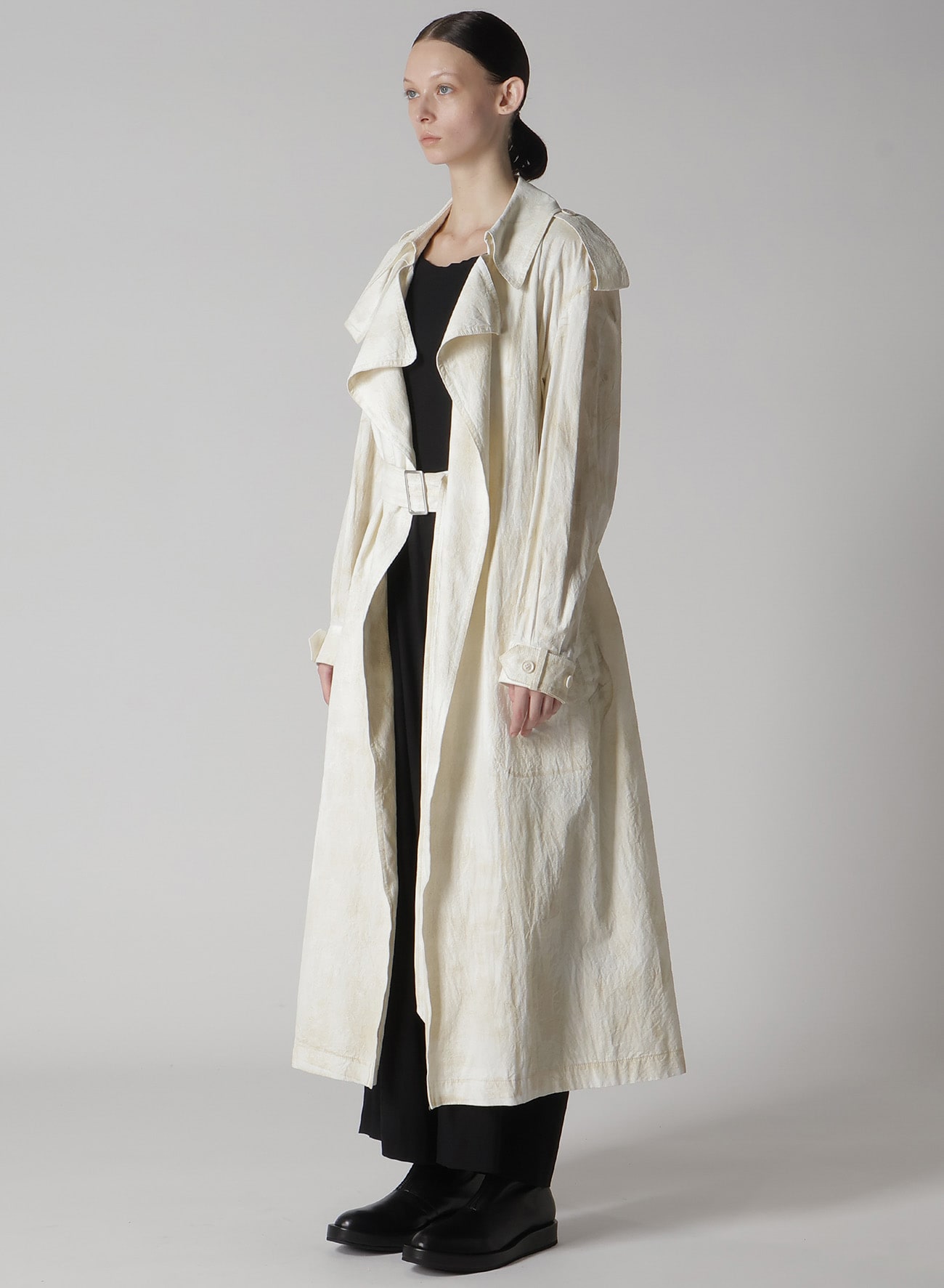 COTTON LINEN DUMP ROOLER PRINTING TRENCH COAT