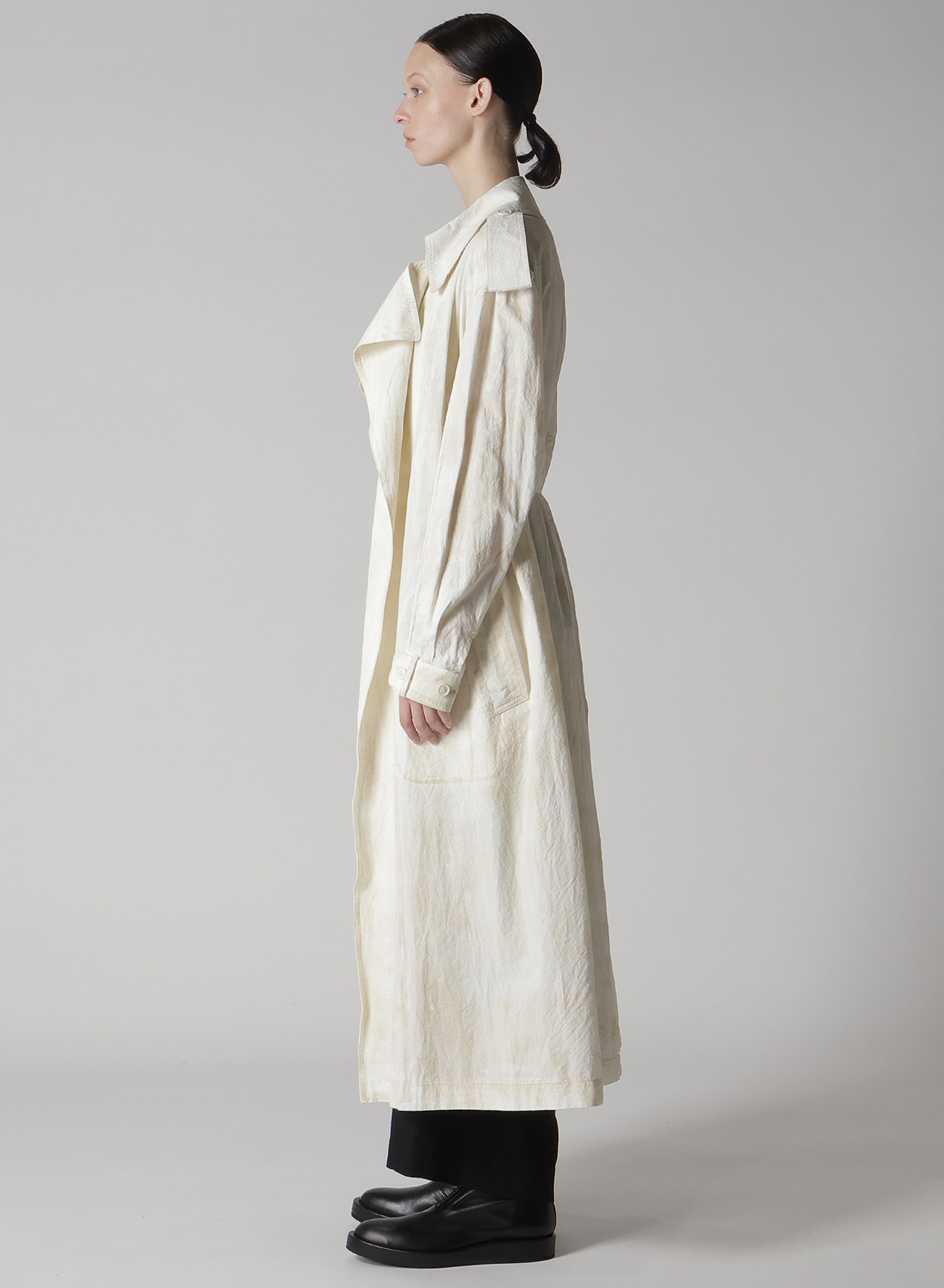 COTTON LINEN DUMP ROOLER PRINTING TRENCH COAT