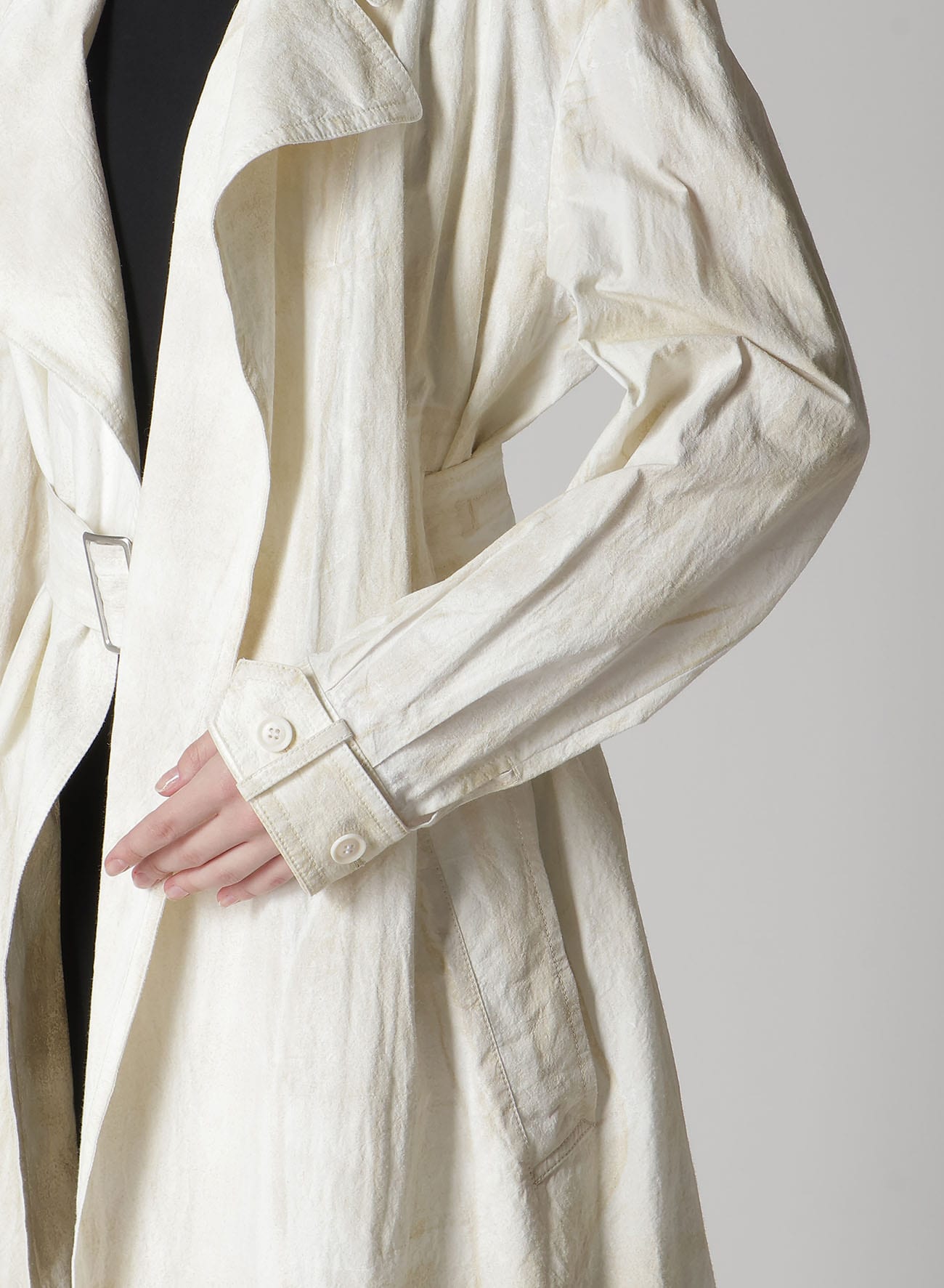 COTTON LINEN DUMP ROOLER PRINTING TRENCH COAT