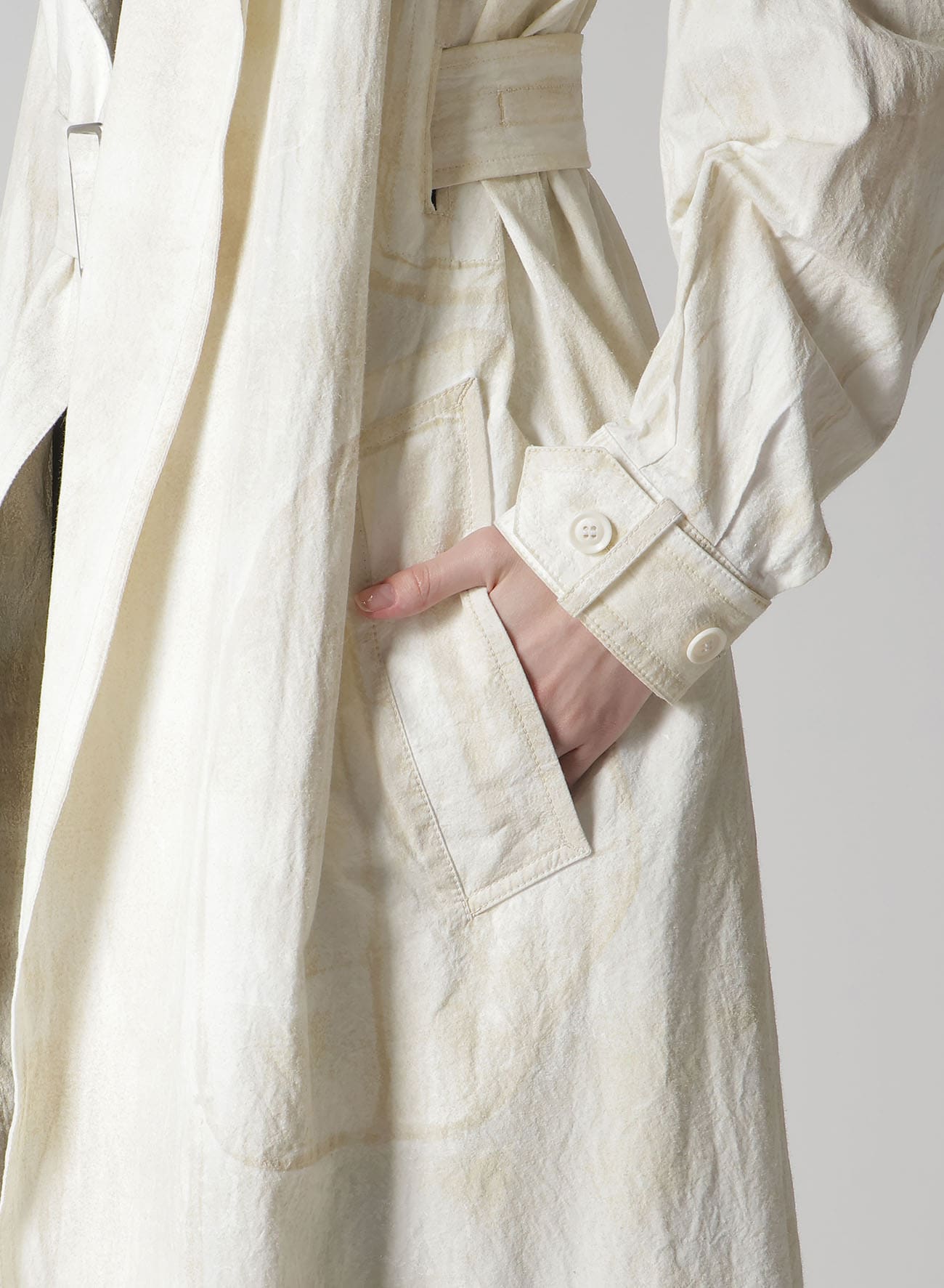 COTTON LINEN DUMP ROOLER PRINTING TRENCH COAT