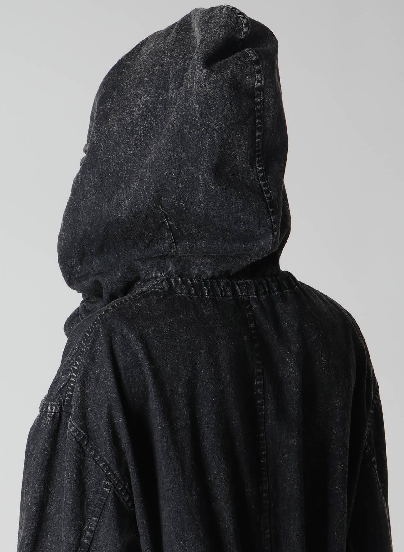 6OZ BLEACHED DENIM HOODIE COAT