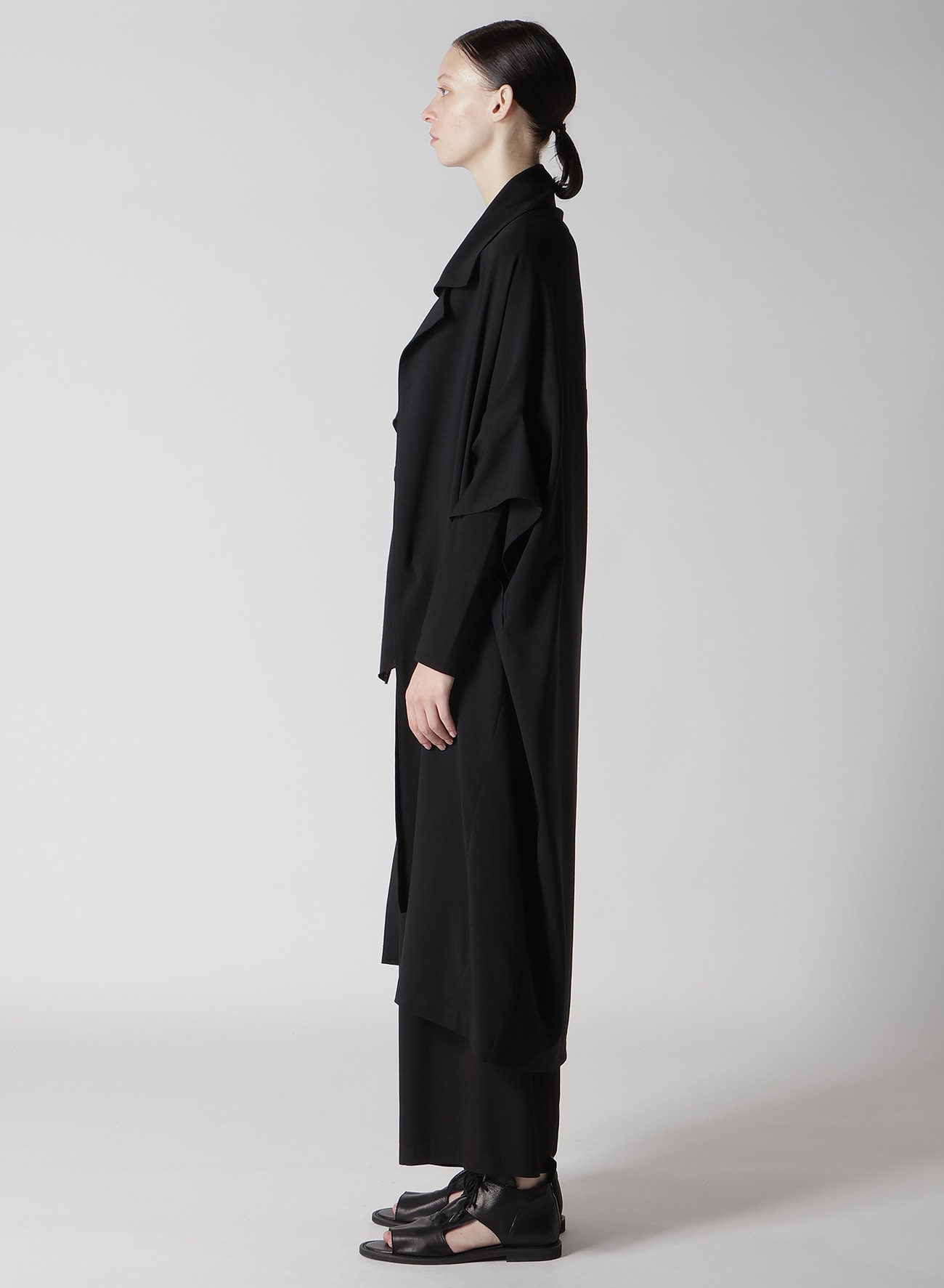 HARD-TWISTED LAWN KIMONO COAT