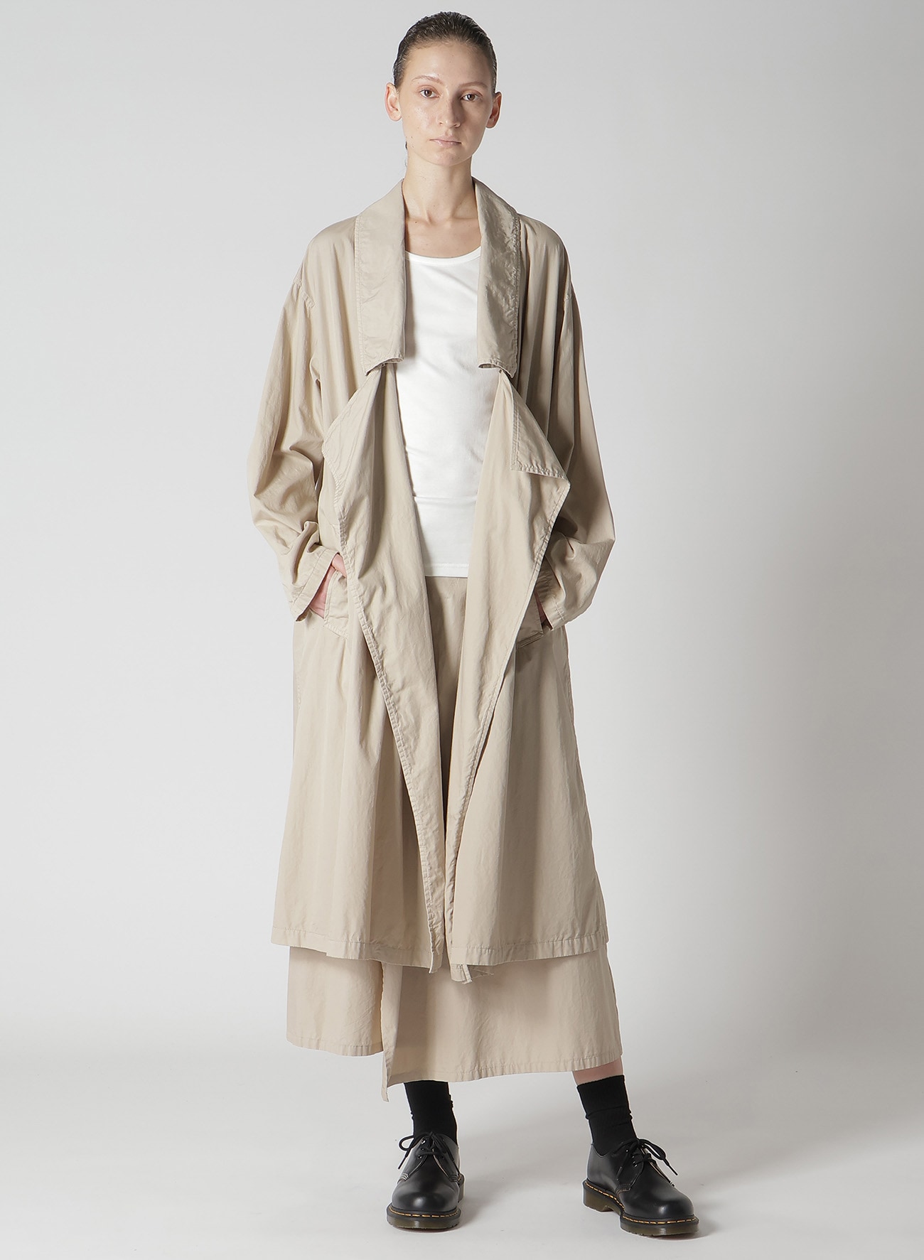 COTTON BROAD GARMENT DYEING BIG COLLAR COAT