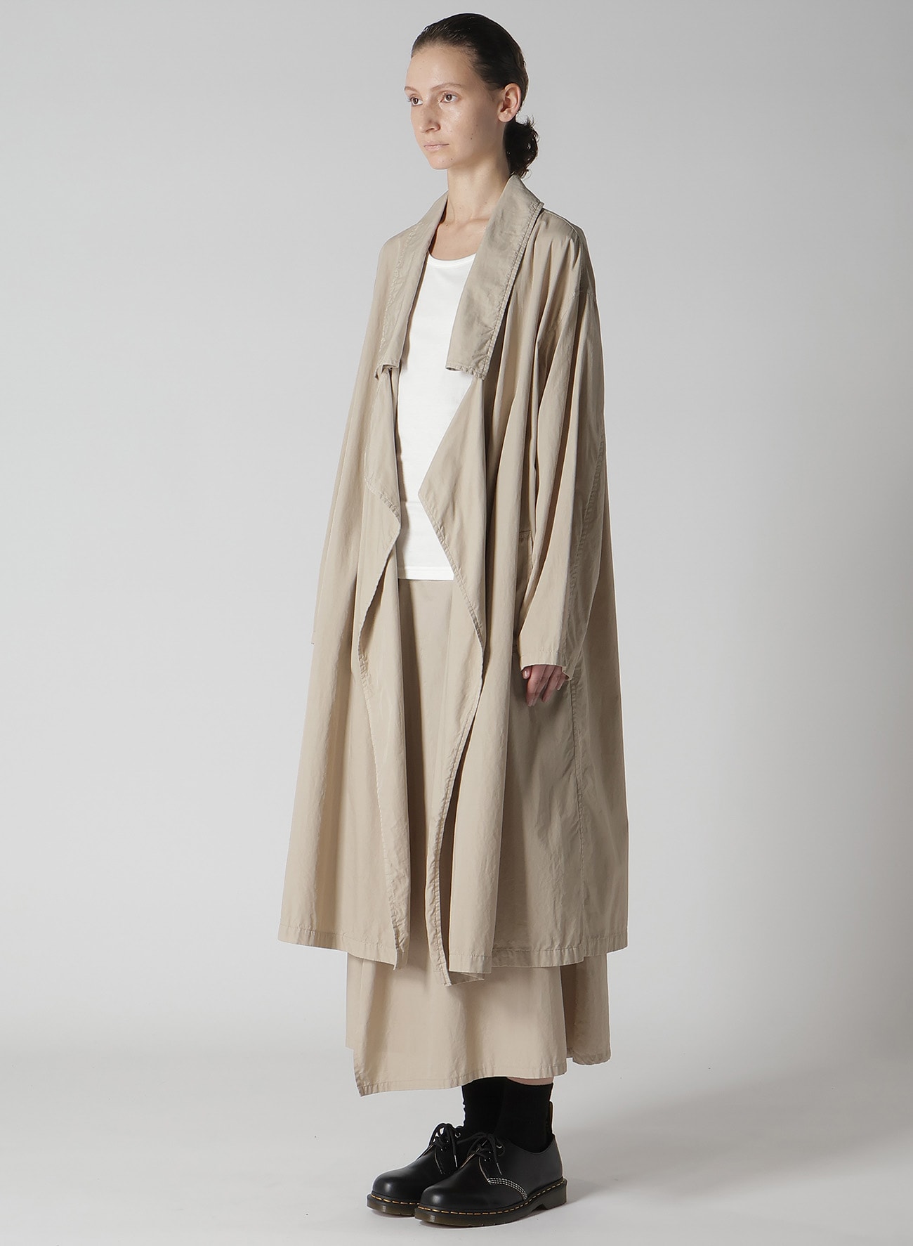 COTTON BROAD GARMENT DYEING BIG COLLAR COAT