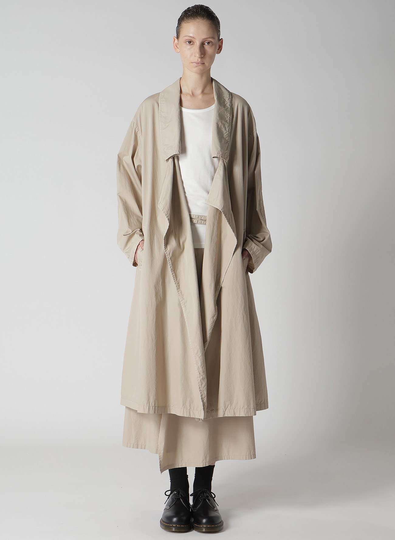 COTTON BROAD GARMENT DYEING BIG COLLAR COAT