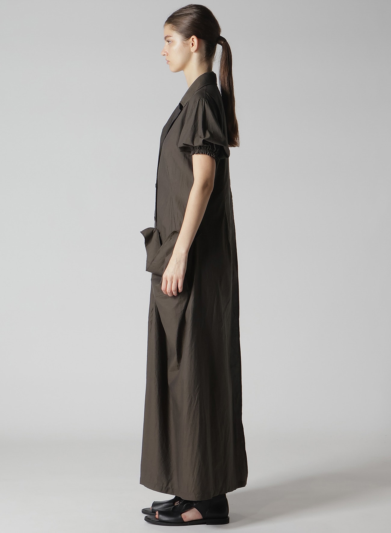 COTTON TYPEWRITER LEFT SIDE GATHERED DRESS