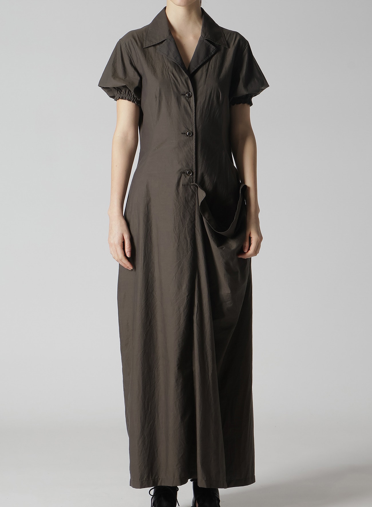 COTTON TYPEWRITER LEFT SIDE GATHERED DRESS