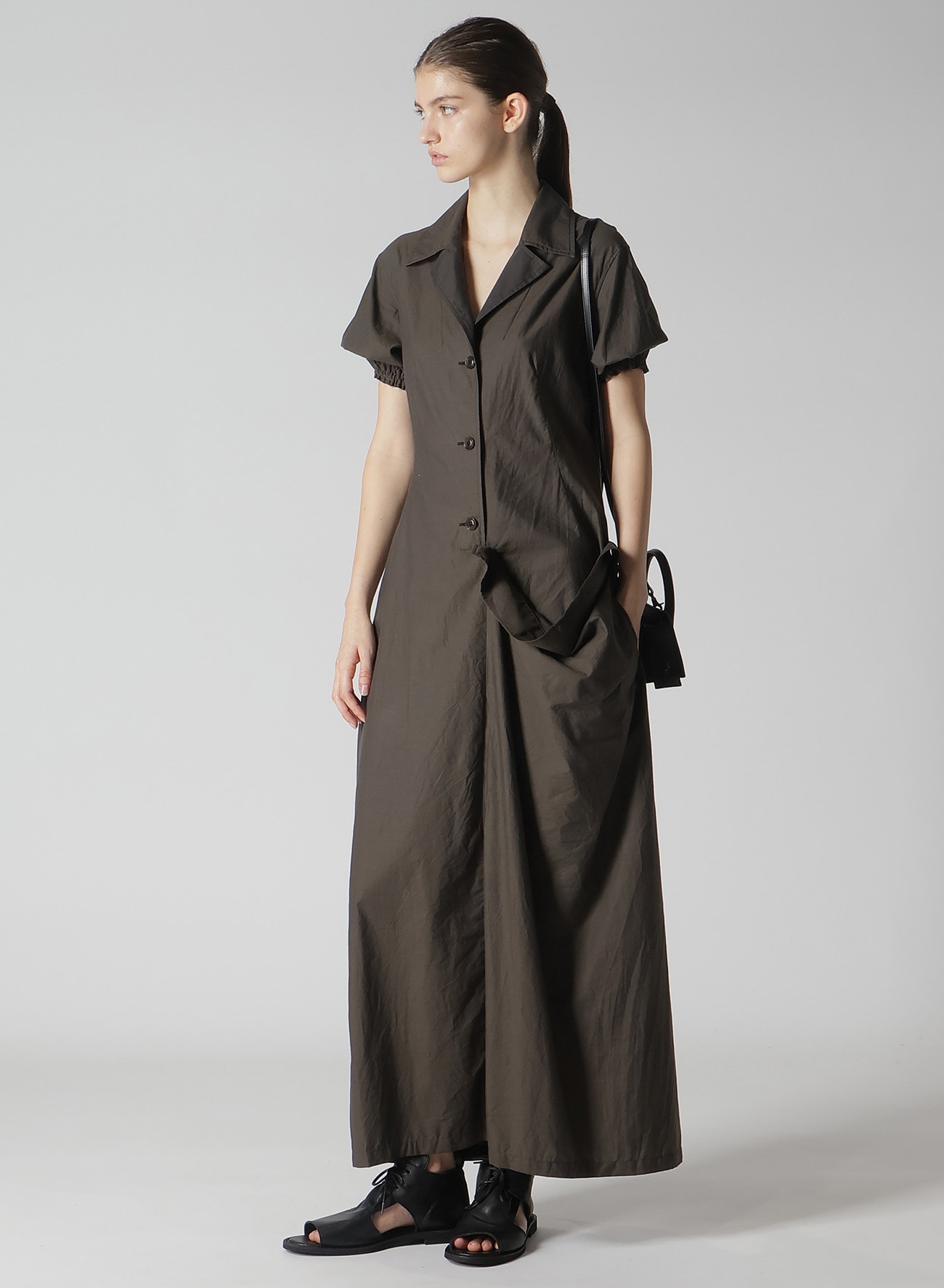 COTTON TYPEWRITER LEFT SIDE GATHERED DRESS