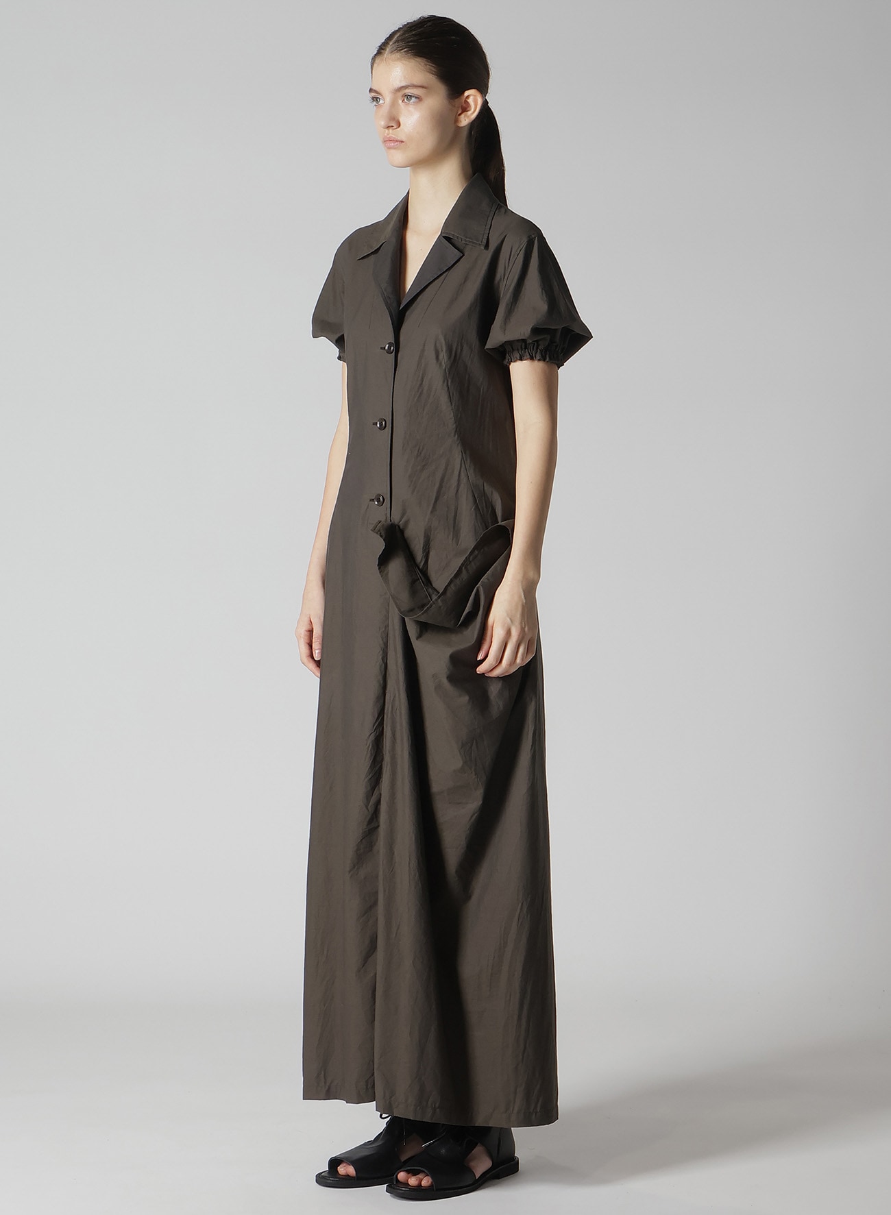 COTTON TYPEWRITER LEFT SIDE GATHERED DRESS