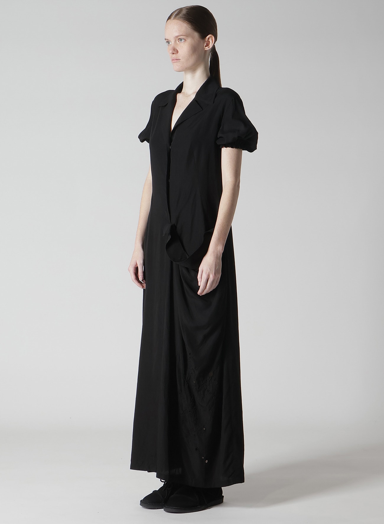 CUPRO/DUNGAREE BALLER LACE LEFT SIDE GATHERED DRESS