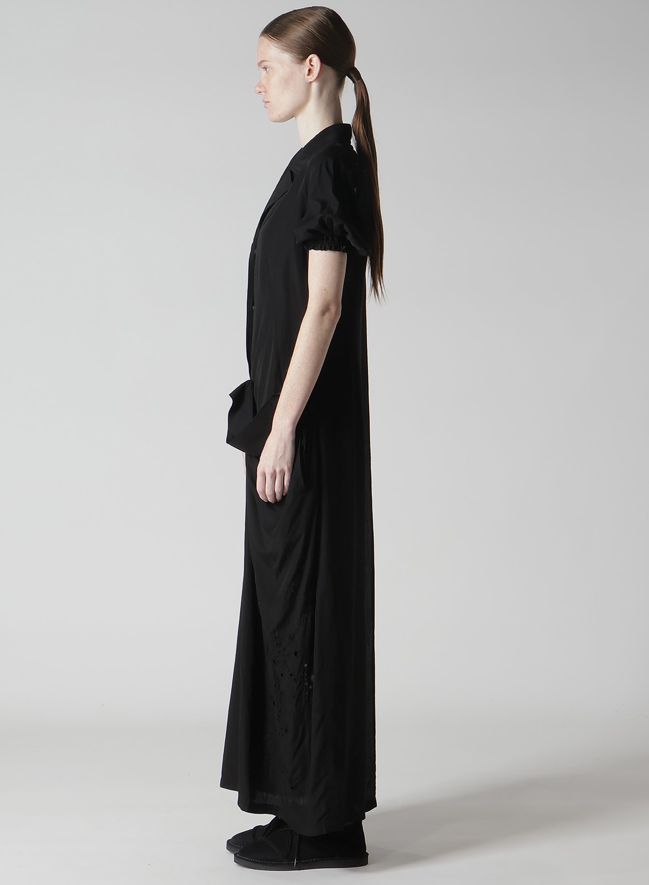 CUPRO/DUNGAREE BALLER LACE LEFT SIDE GATHERED DRESS
