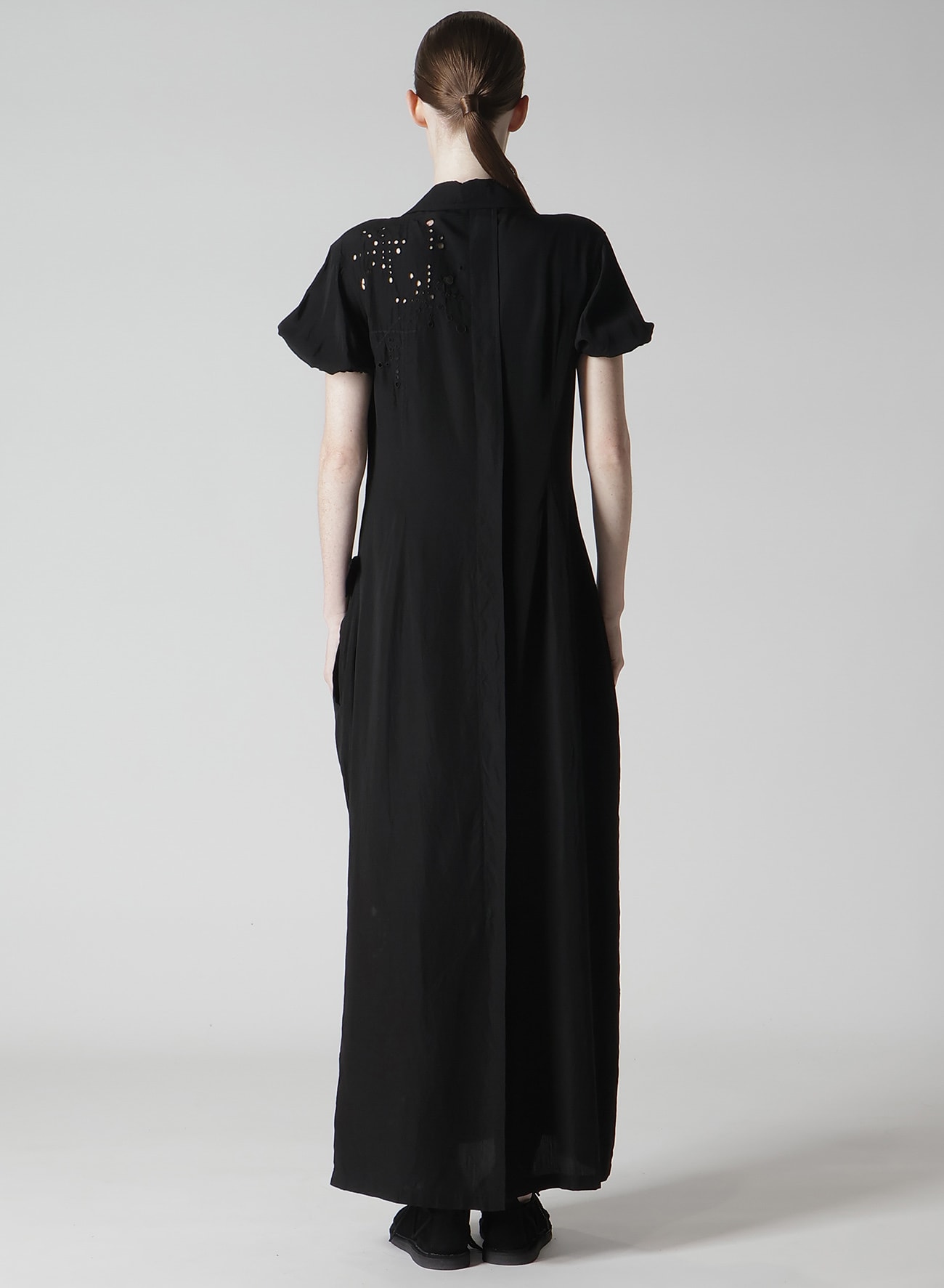 CUPRO/DUNGAREE BALLER LACE LEFT SIDE GATHERED DRESS