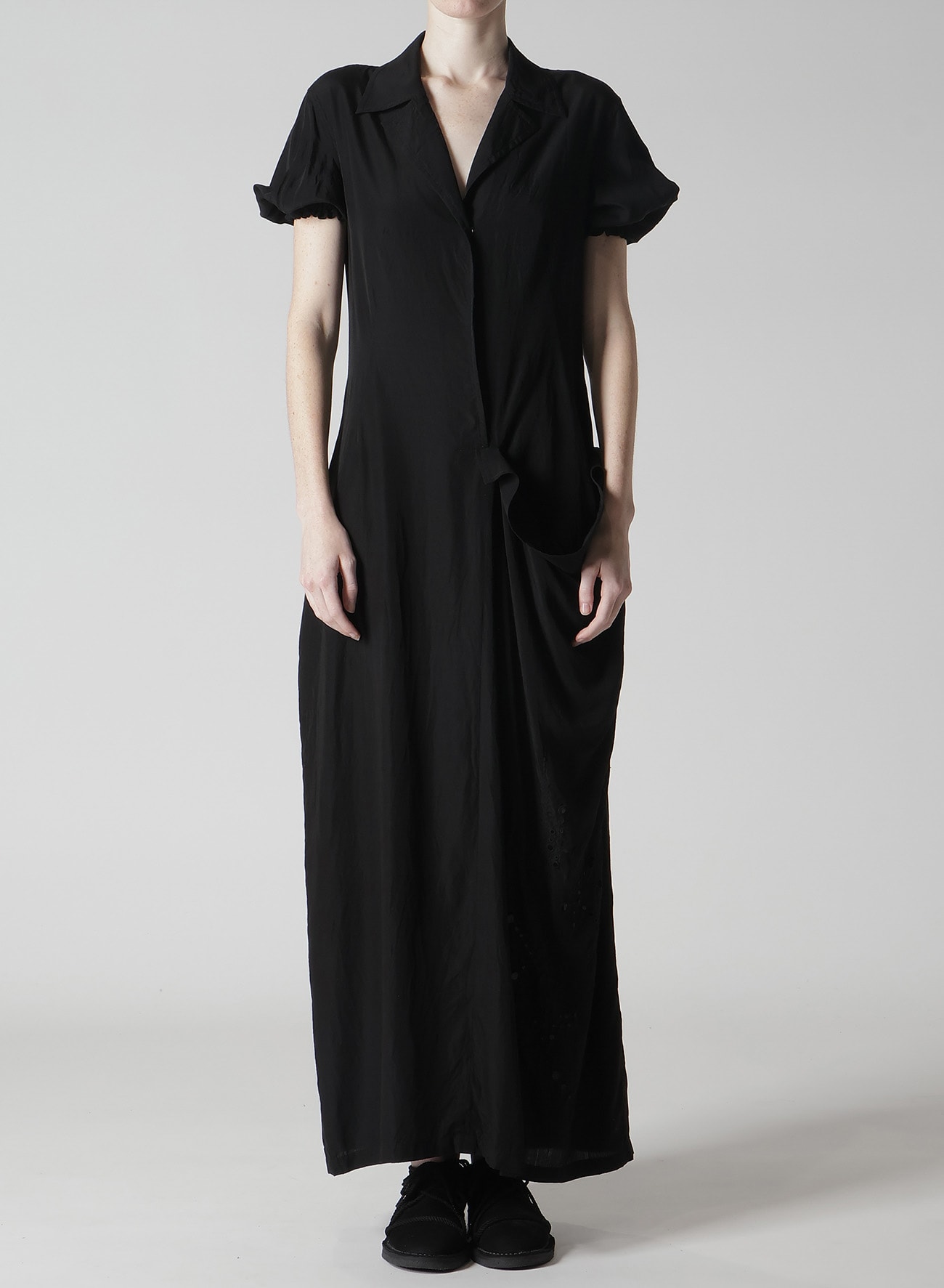 CUPRO/DUNGAREE BALLER LACE LEFT SIDE GATHERED DRESS