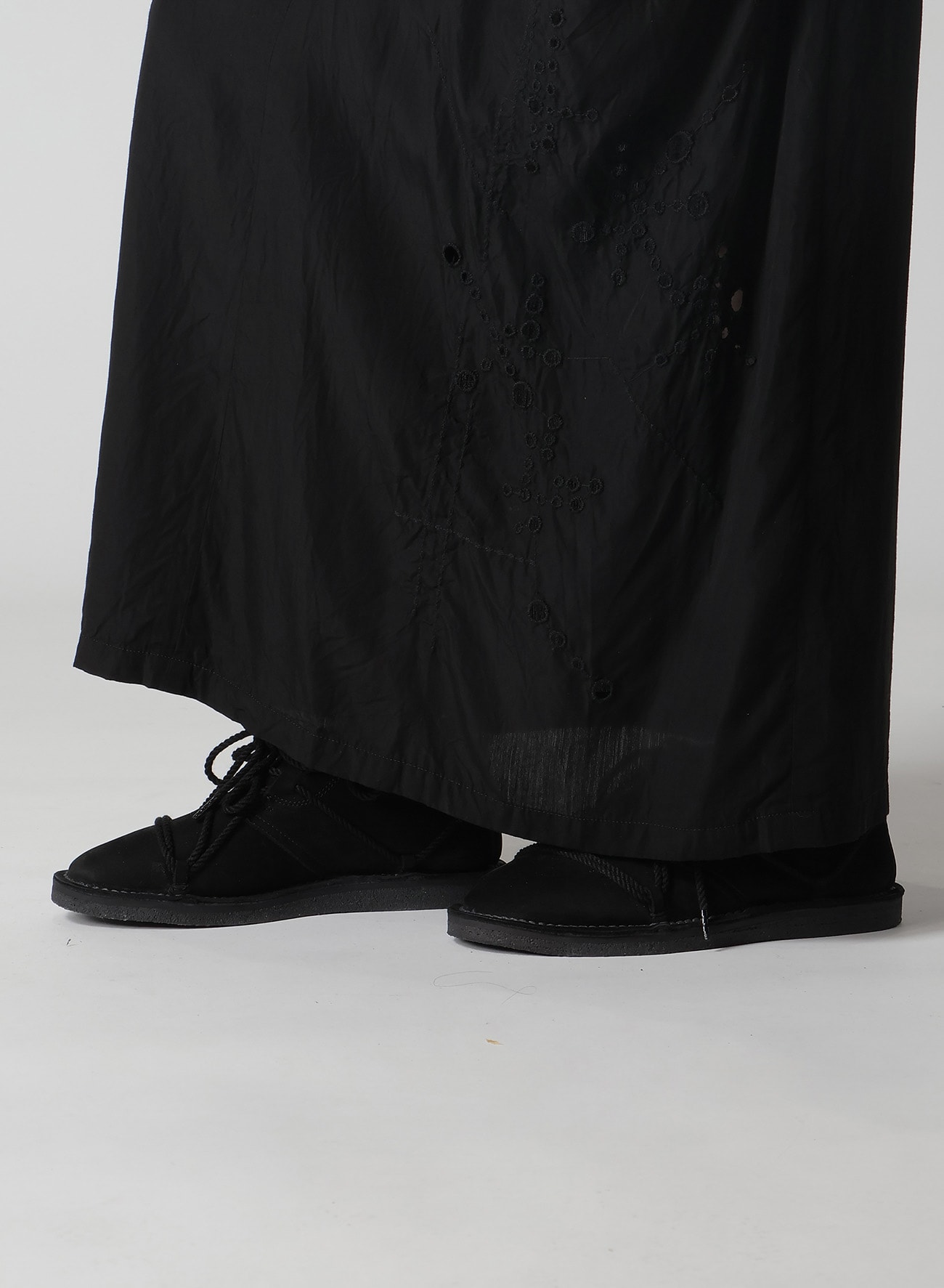 CUPRO/DUNGAREE BALLER LACE LEFT SIDE GATHERED DRESS