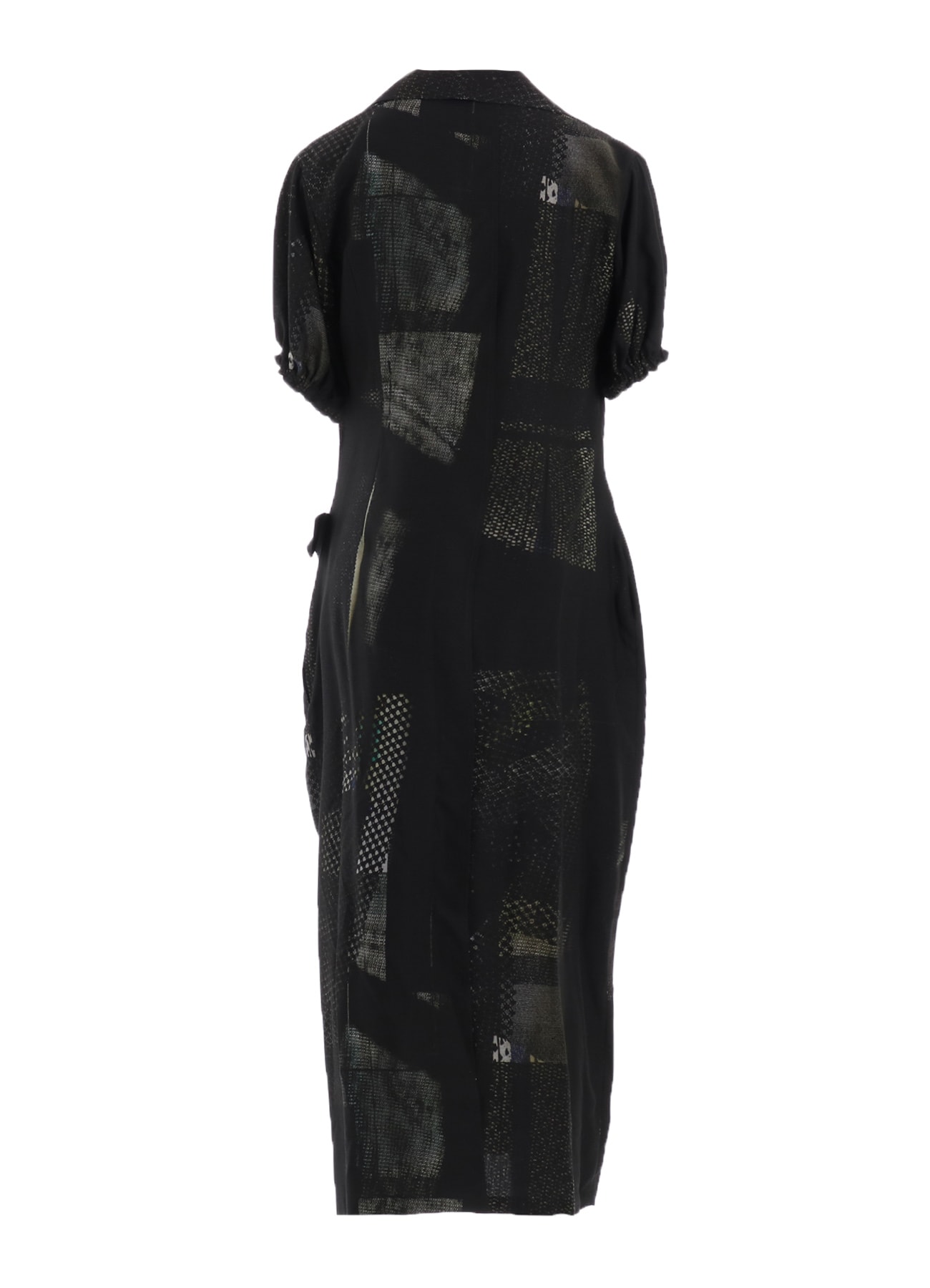 CU/DUNGAREE TWILL DARK NEON PRINT LEFT SIDE GATHERED DRESS