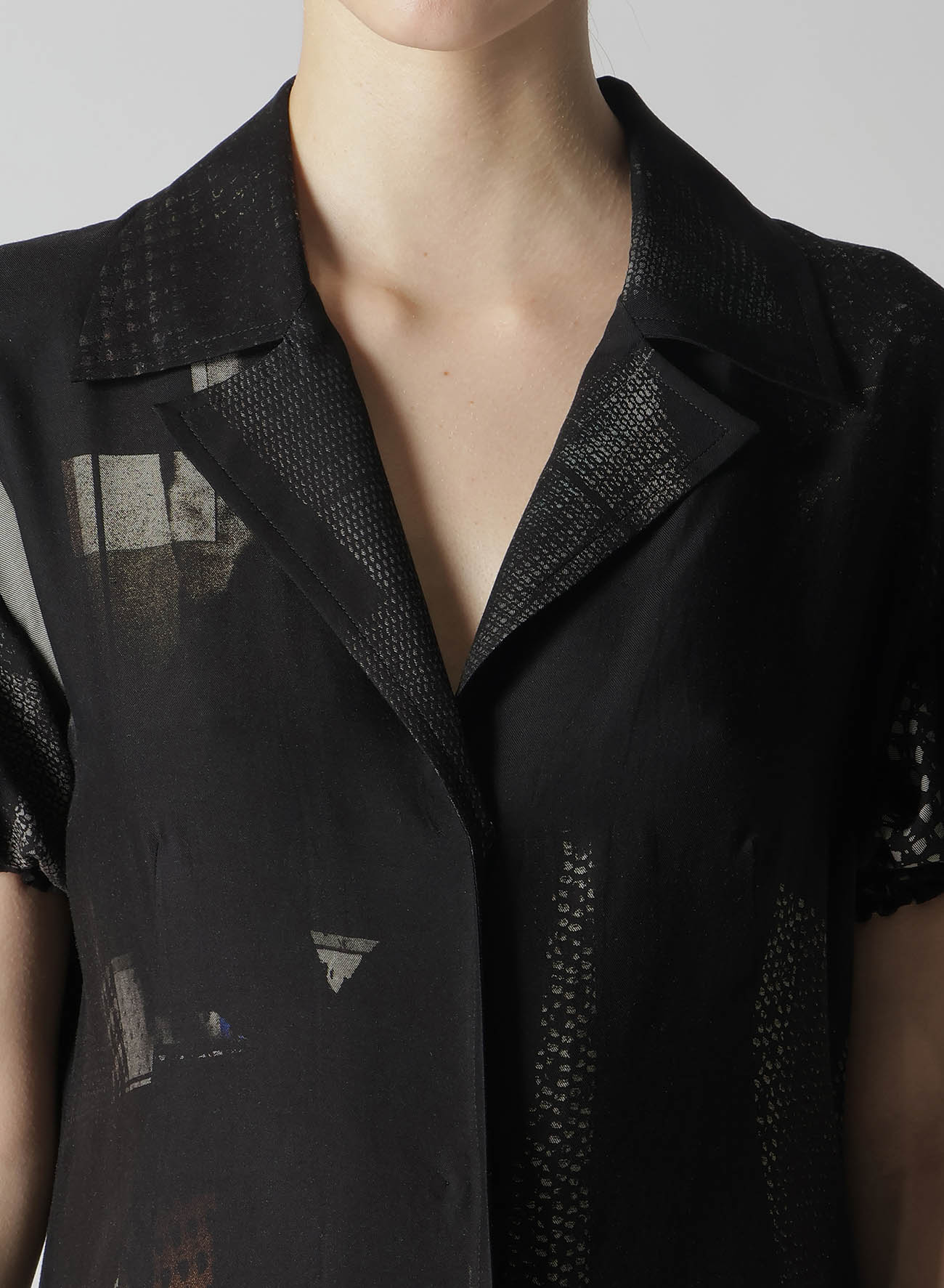 CU/DUNGAREE TWILL DARK NEON PRINT LEFT SIDE GATHERED DRESS